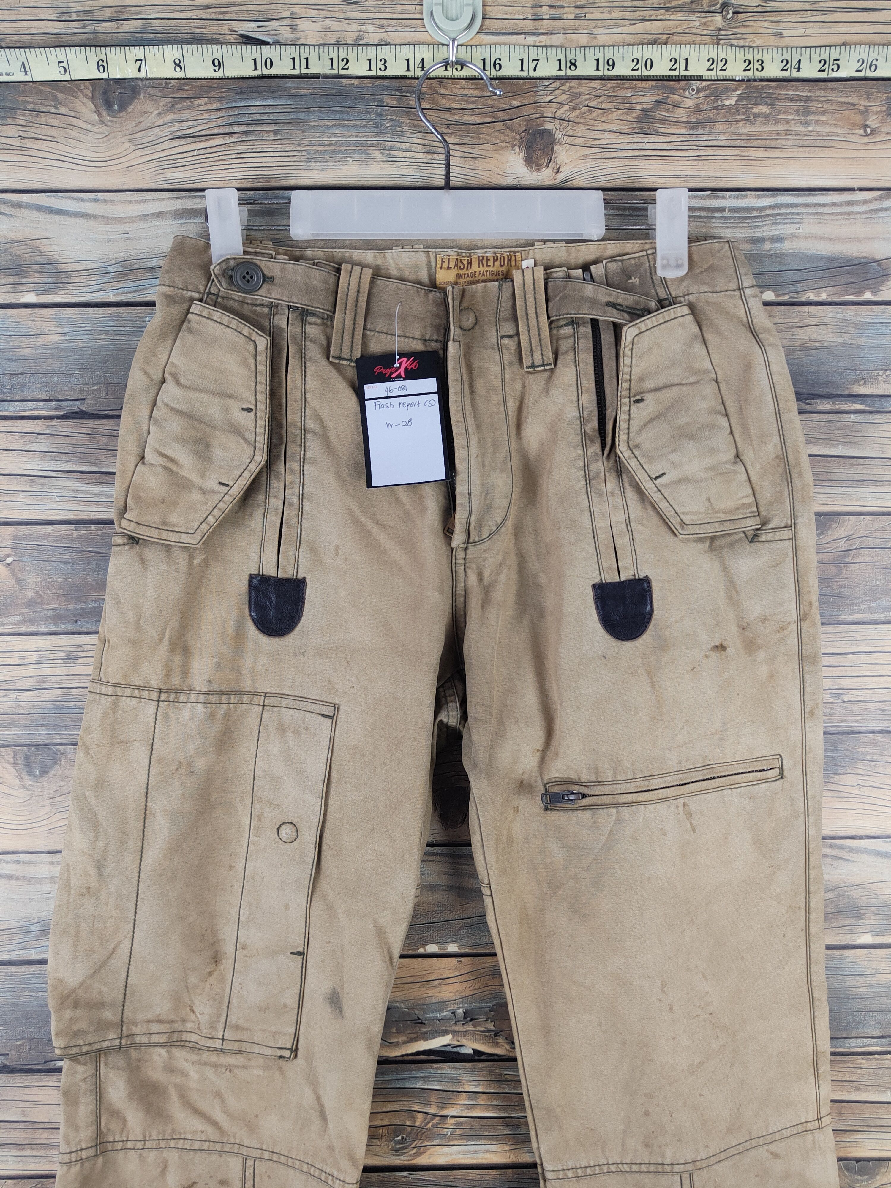 Japanese Brand DL Flash Report Beige Multipocket Cargo Pants #46-081 Size US 28 / EU 44 - 2 Thumbnail