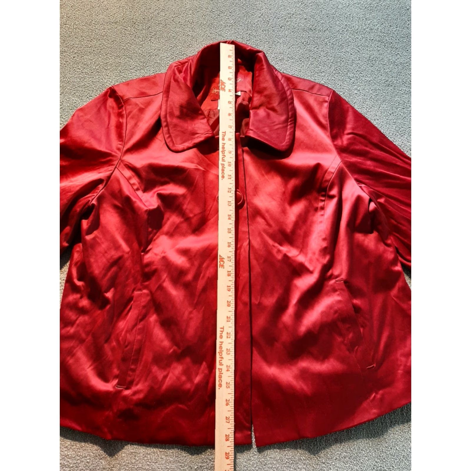 Olive LIVE A LITTLE - LAL Womens Red Jacket Size XL 1X Button-Down 3/4 Sleeve Pocket Denim Cotton Blend Size XL / US 12-14 / IT 48-50 - 3 Thumbnail