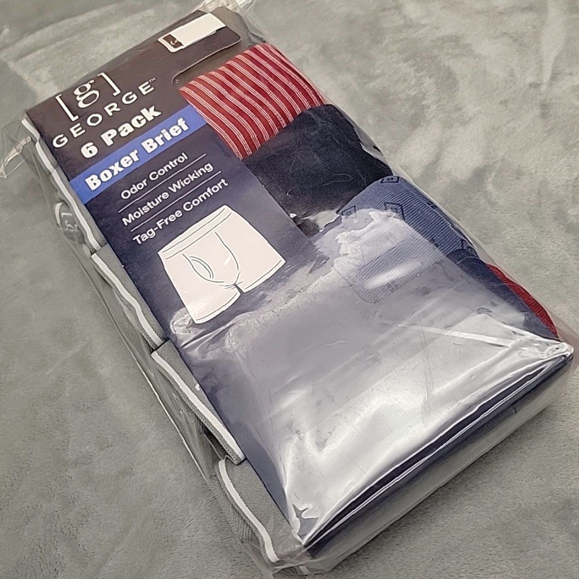 George George Boxer Briefs 6 Pack Men 2XL Odor Control Moisture Wicking Variety Multicolor Underwear Shirtless? Size 48R - 6 Thumbnail