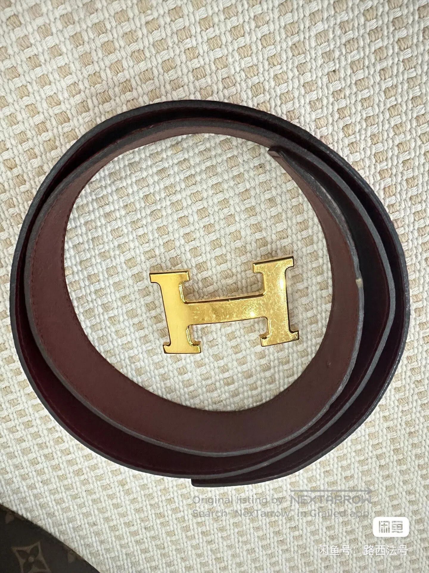 Hermes Hermès Red Leather Belt Gold H Buckle. Size ONE SIZE - 2 Thumbnail