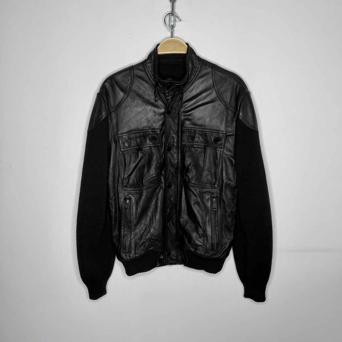 Burberry Burberry Leather Wool Jacket Bomber Flight Vintage Archive Size US L / EU 52-54 / 3 - 1 Thumbnail