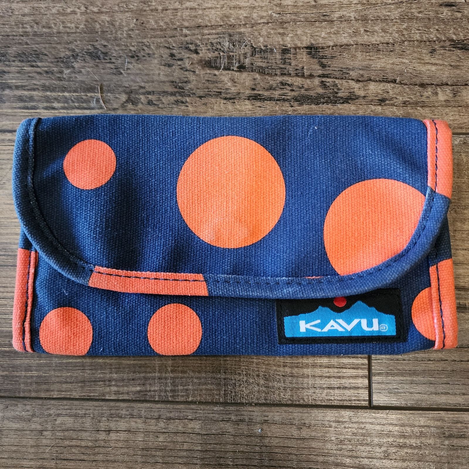 KAVU Kavu Wallet Blue with orange polka dots pre-owned b43 Size ONE SIZE - 2 Thumbnail