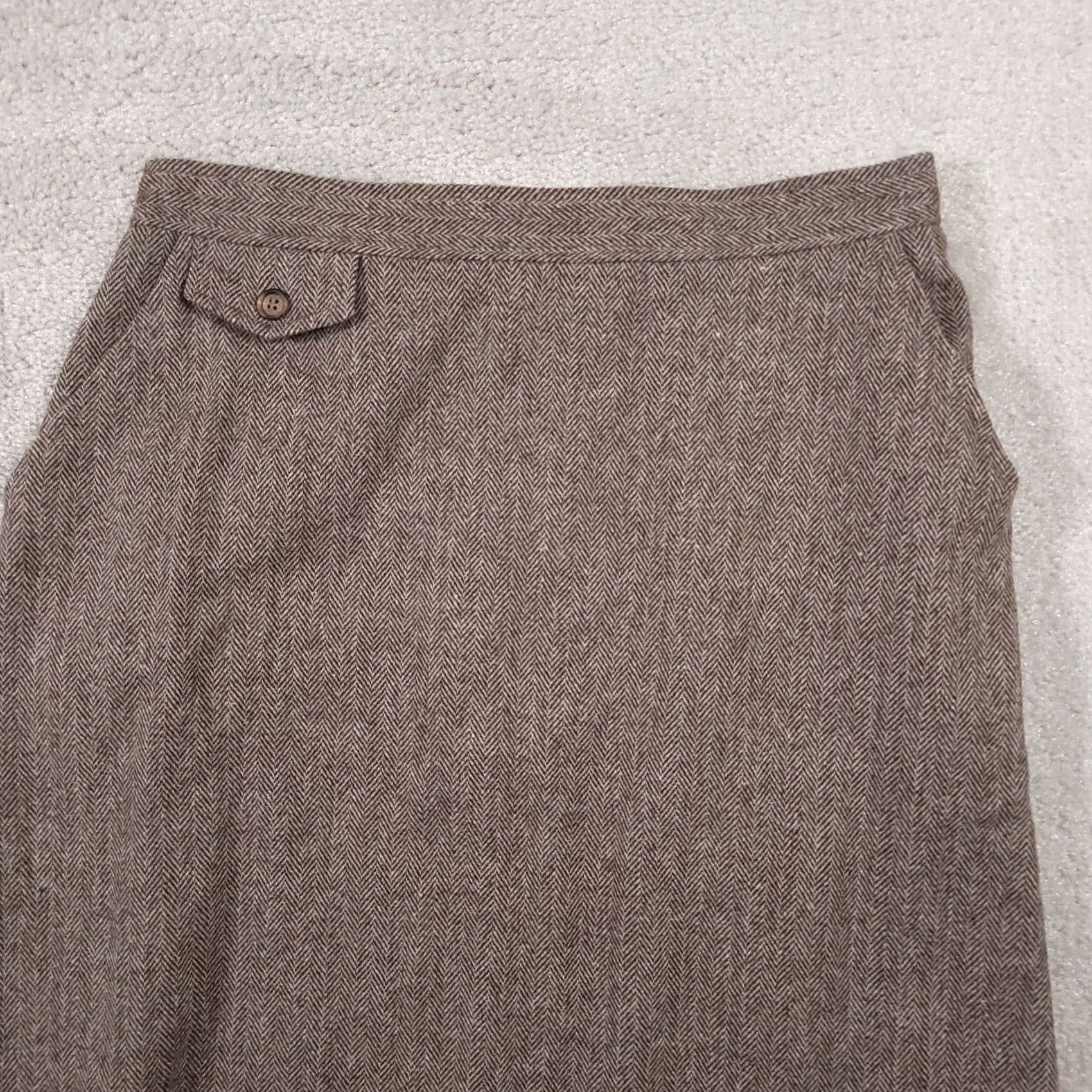 Vintage VINTAGE Isaac Hazan Skirt Midi Women's Brown Knit Pockets Union USA 14P Wool Blend Size 36" / US 14 / IT 50 - 3 Thumbnail