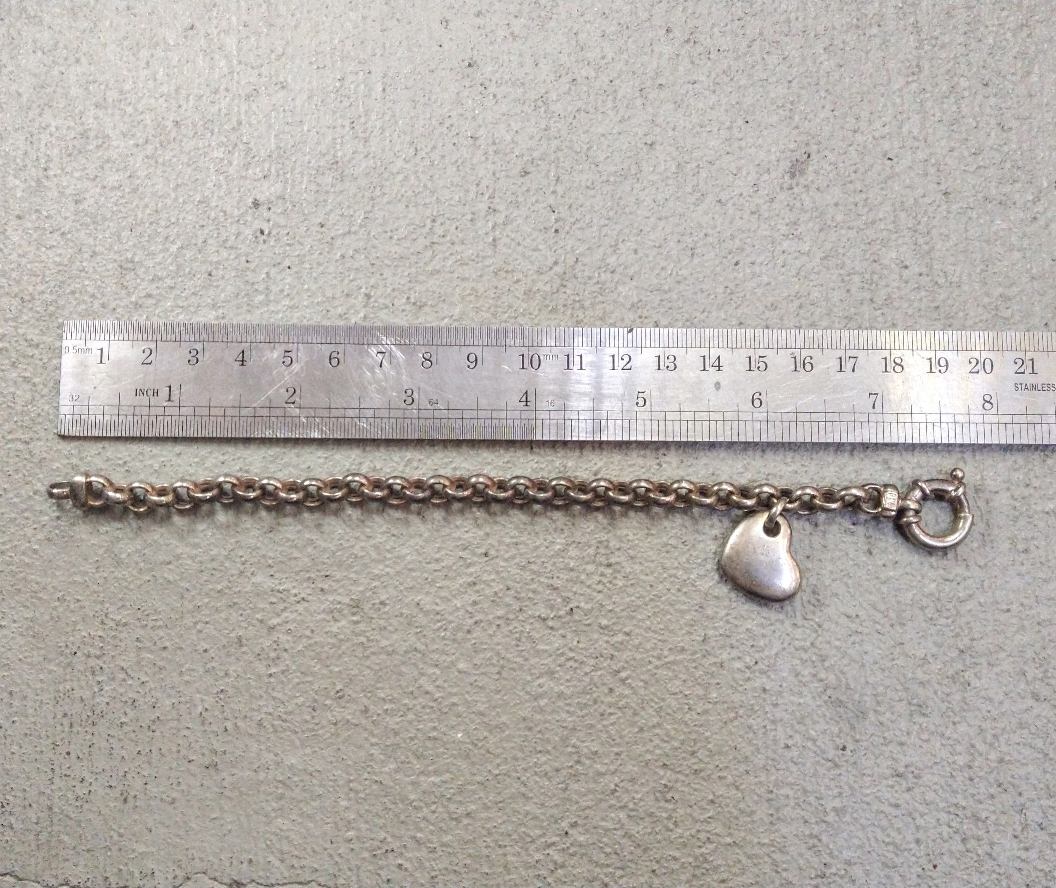 Jewelry Vintage Sterling Silver Bracelet Heart Round Italy 7.75" Y2K Size ONE SIZE - 12 Thumbnail