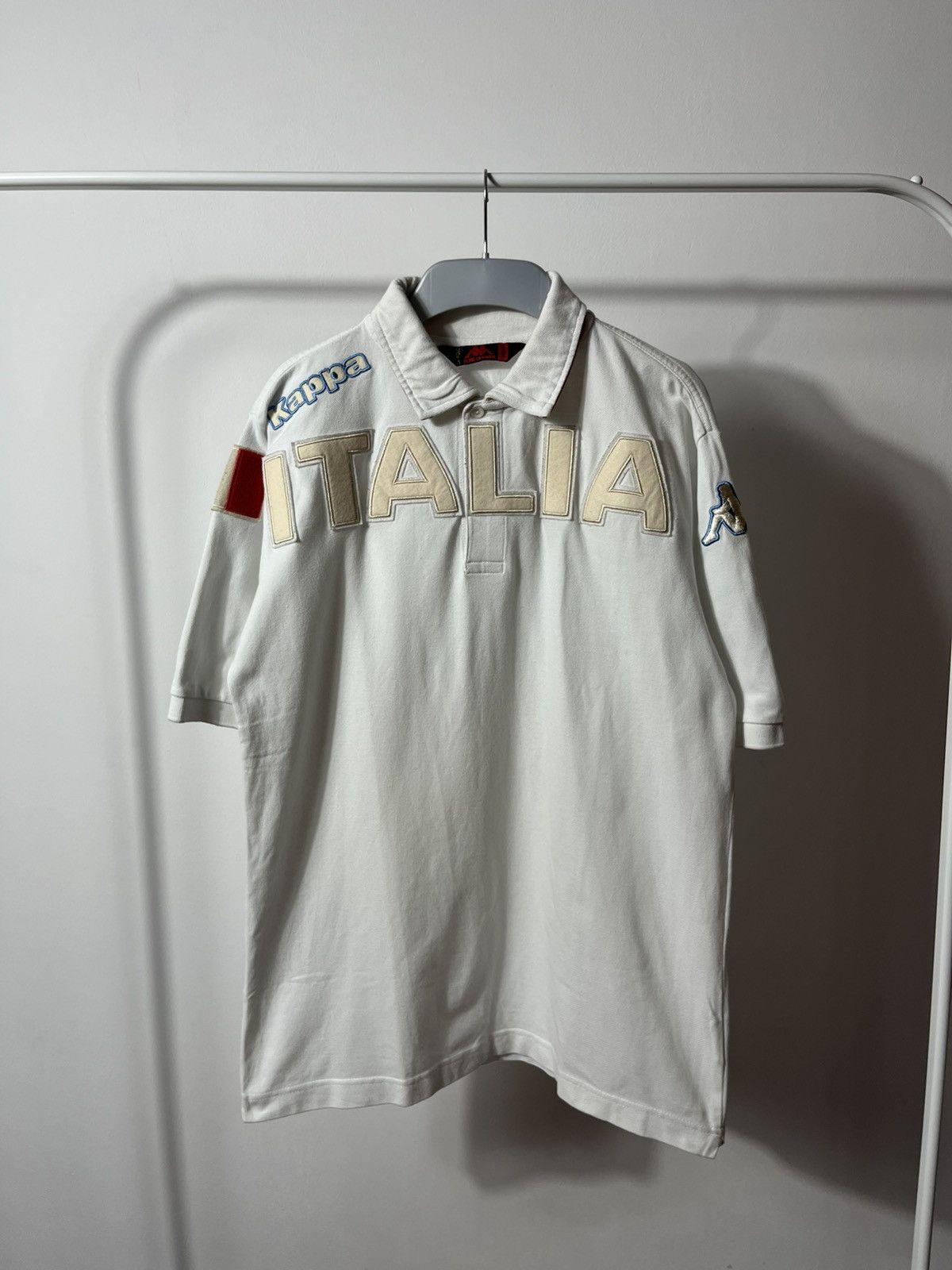 Robe di Kappa Italia Polo Shirt White Italy Flag Patch M