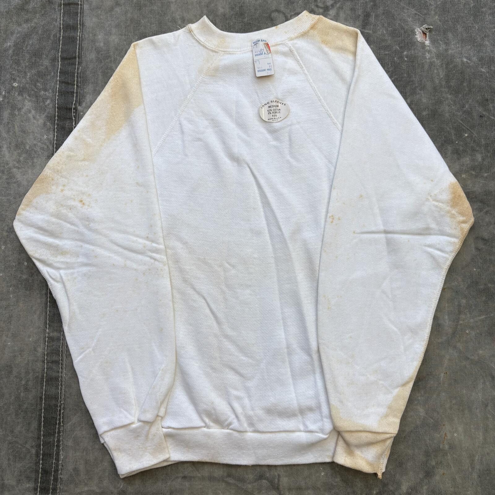 Vintage Vintage 60s 70s Deadstock Blank White Stained Sweatshirt Size US M / EU 48-50 / 2 - 1 Thumbnail