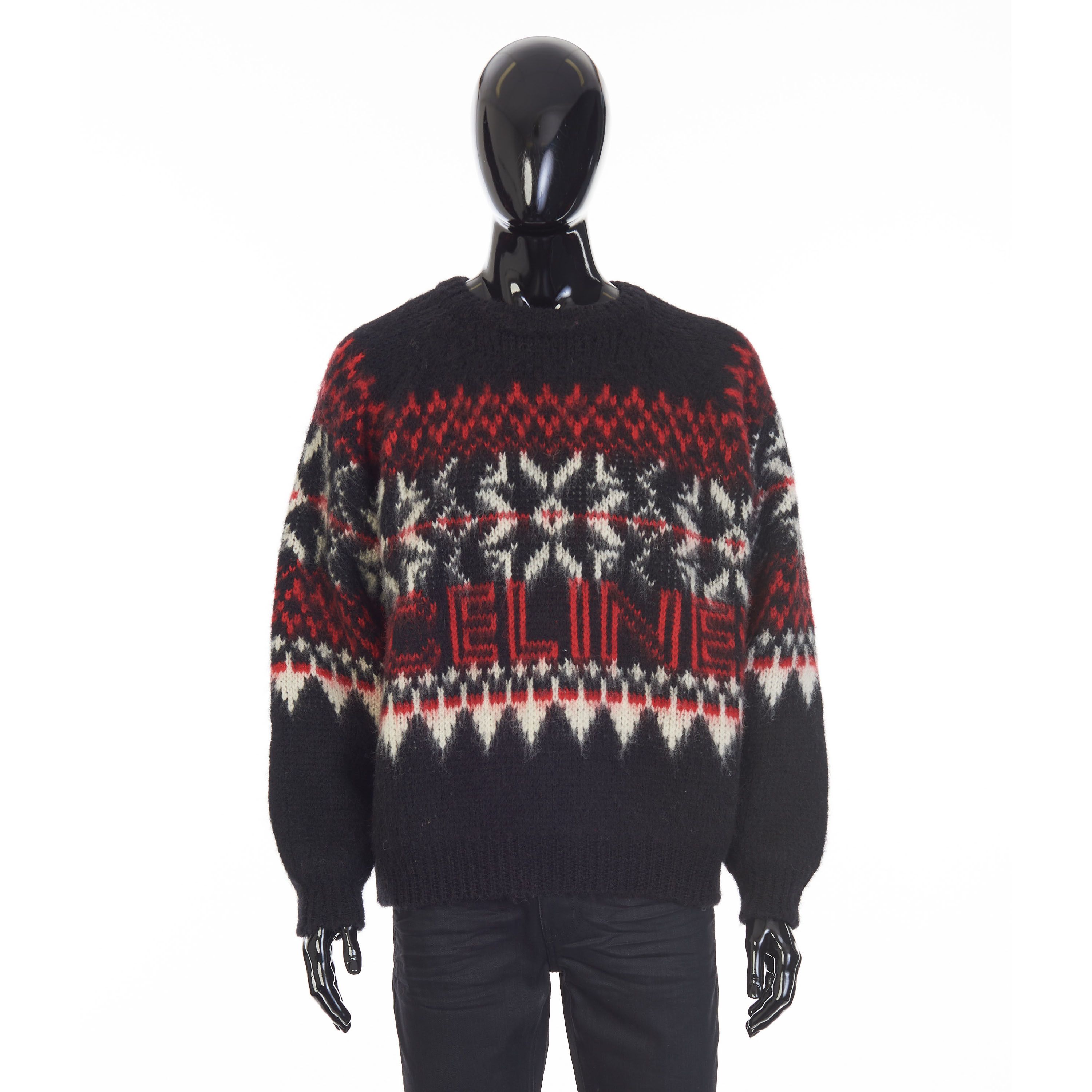 Celine Boxy Crew Neck Sweater In Snowflake Jacquard Wool Size US M / EU 48-50 / 2 - 1 Thumbnail