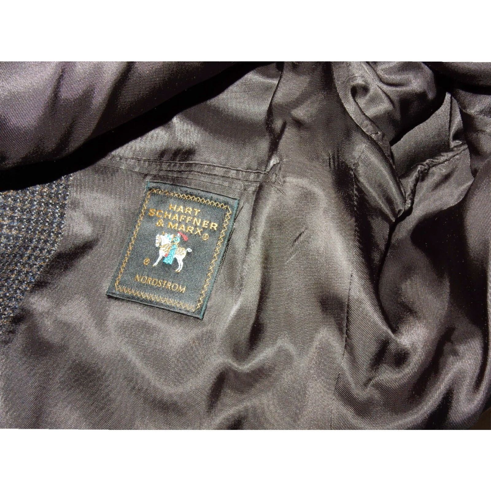 Hart Schaffner Marx VINTAGE Hart Schaffner Marx Mens Blazer Sport Coat Jacket Size 44S Black Wool Tweed Size 44R - 6 Thumbnail