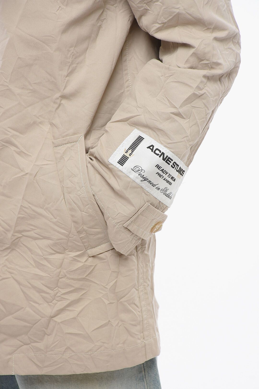 Acne Studios og1mm0325 Wrinkled Effect Unlined Coat in Beige Size US S / EU 44-46 / 1 - 4 Thumbnail