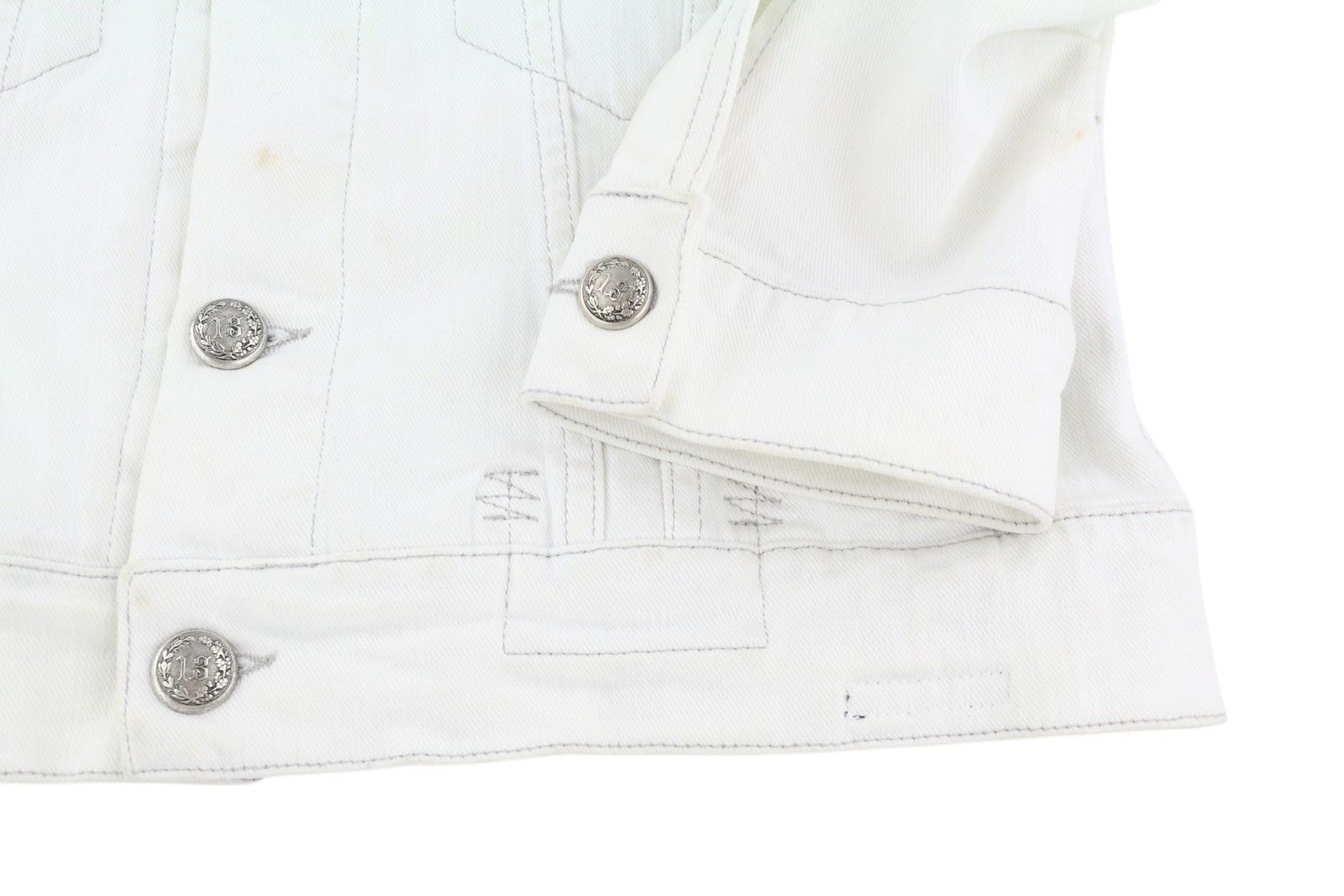 R13 KELSEY SHIRRING DENIM M Ibrooke White Shoulder Pads 86173 Size M / US 6-8 / IT 42-44 - 5 Thumbnail
