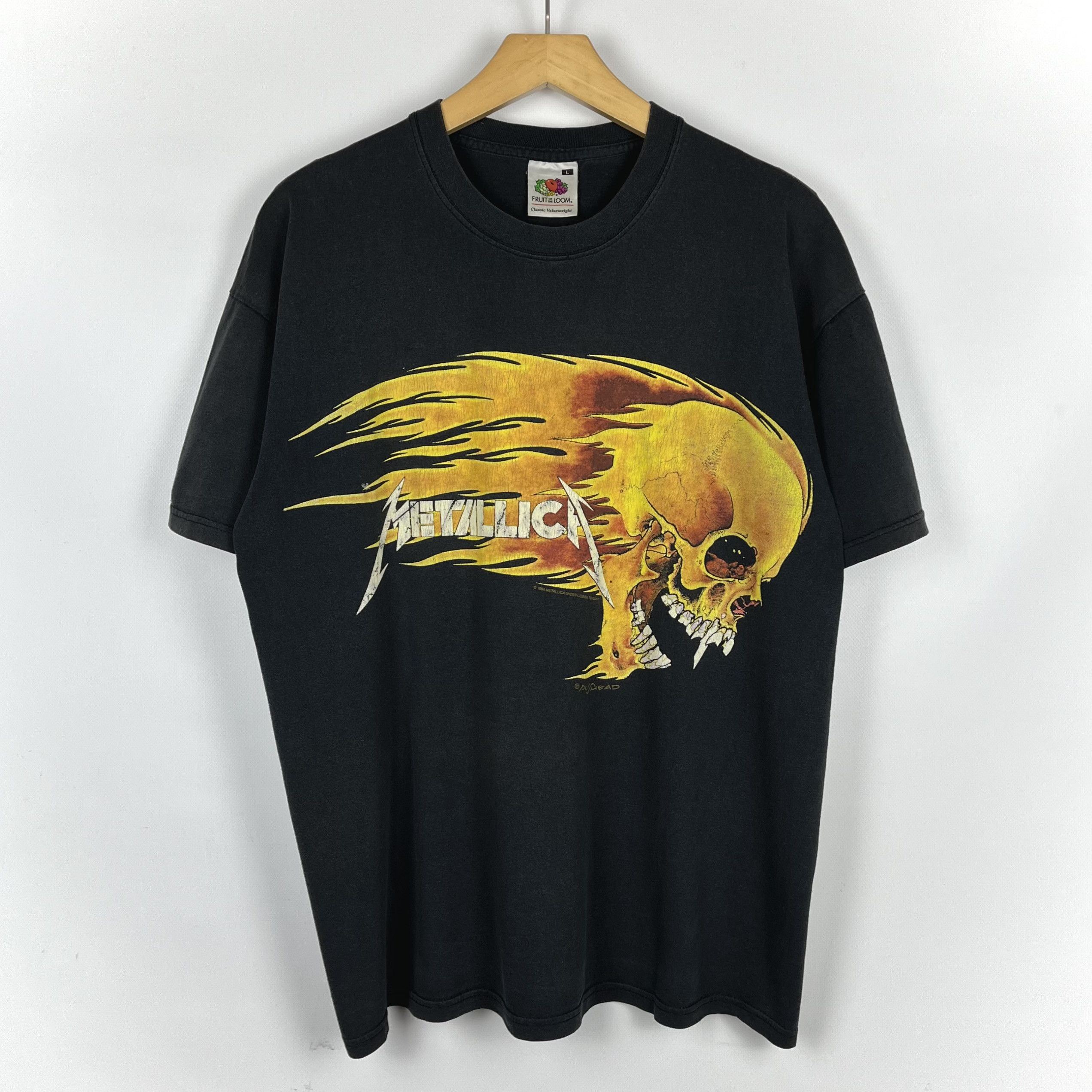 Vintage Metallica Flaming Skulls Pushead Band T Shirt 1994