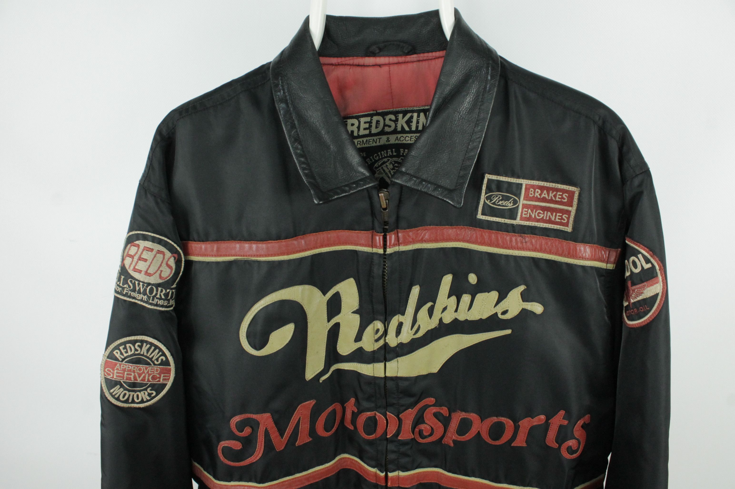 Other Vintage Redskins Motorsports Riders Nylon Leather Jacket Size US L / EU 52-54 / 3 - 2 Thumbnail