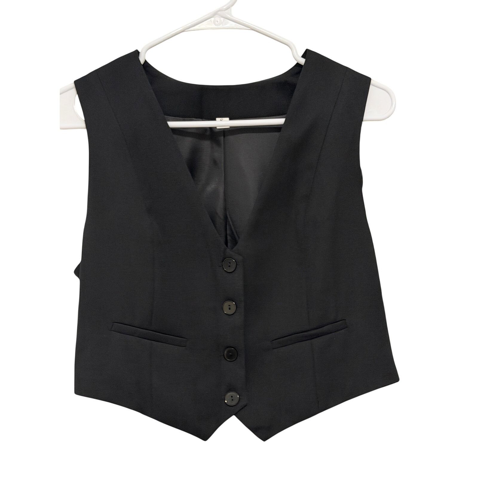 Other Women's Cropped V-Neck Button Front Sleeveless Jacket Vest Size S / US 4 / IT 40 - 2 Thumbnail