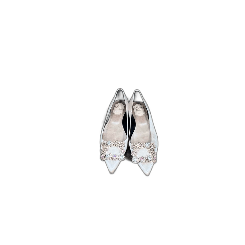 Roger Vivier Roger Vivier Pink Satin Flats with Rhinestones Size US 6 / IT 36 - 1 Thumbnail