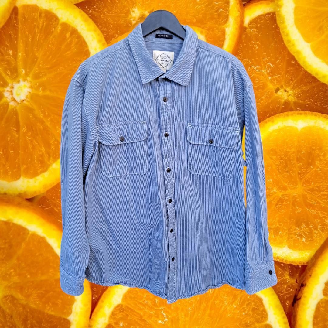 Other St John's Bay Classic Fit Blue White Striped Button Up Shirt Size US XL / EU 56 / 4 - 1 Thumbnail