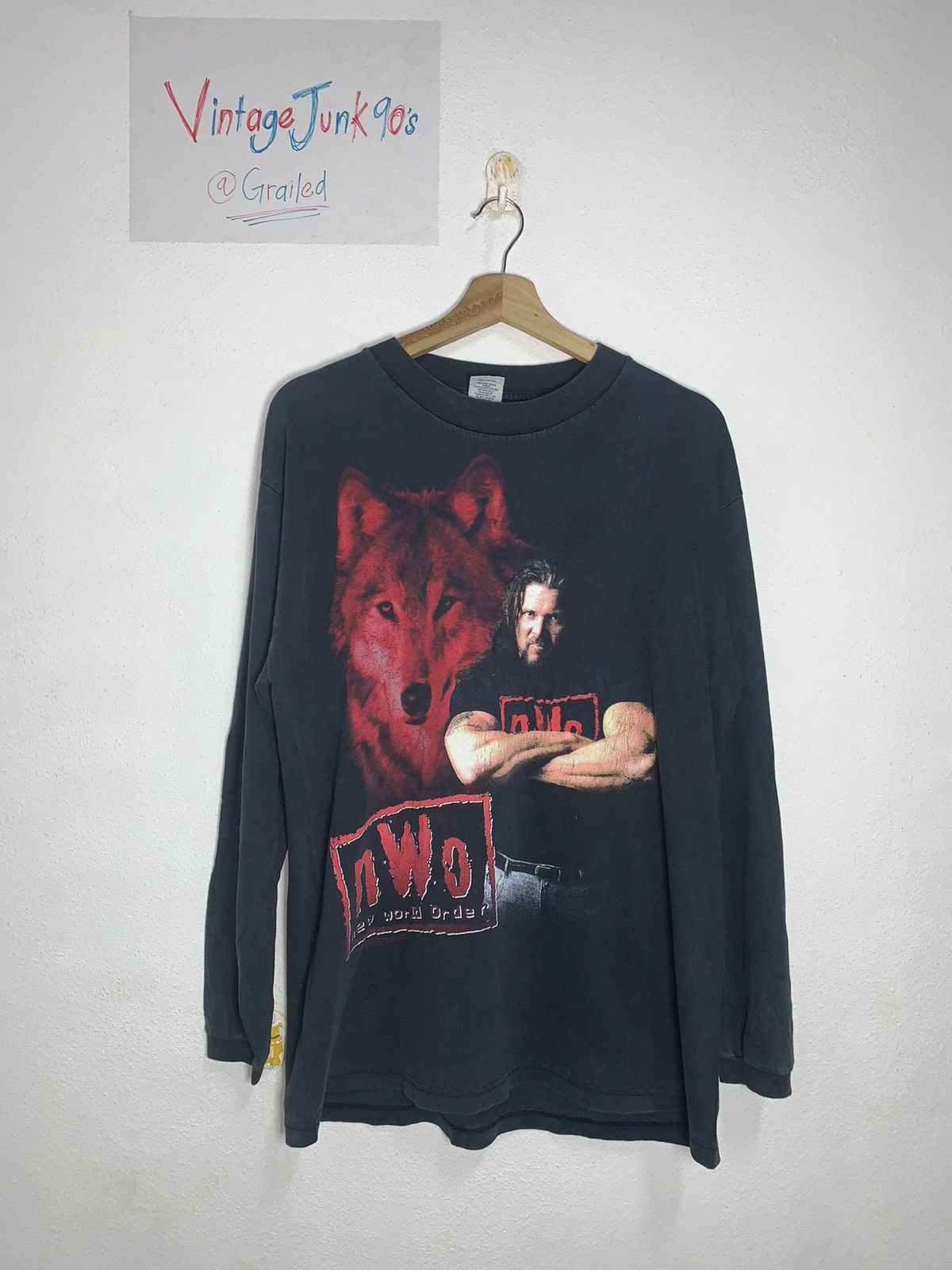 image of Vintage 90’S Kevin Nash Nwo Long Sleeve T-Shirt in Black, Men's (Size Medium)