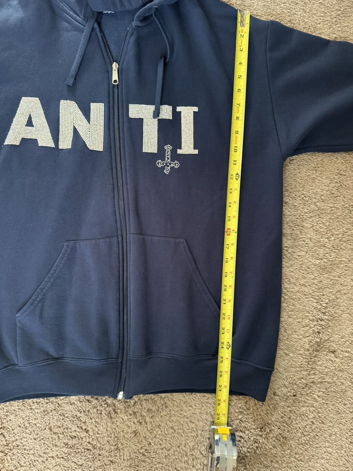 Japanese Brand anti rhinestone zip-up hoodie Size US L / EU 52-54 / 3 - 4 Thumbnail