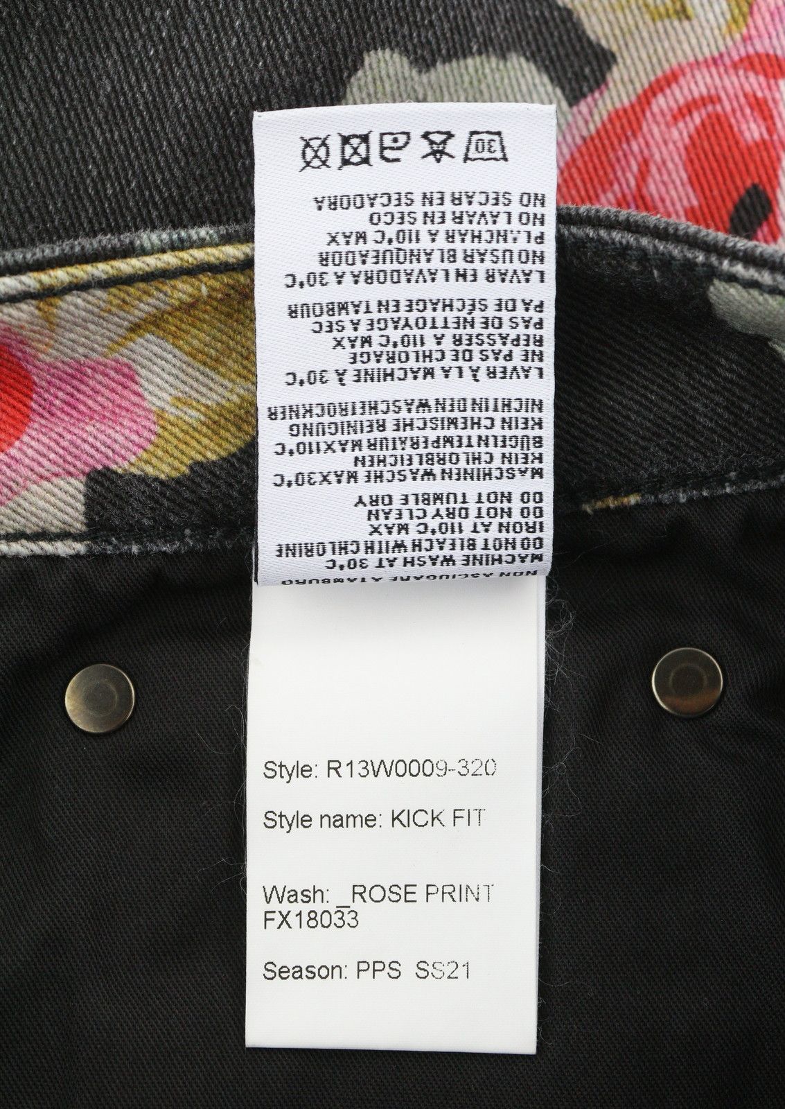 R13 KICK FIT 27 Rose Print Slim Straight Cropped Jeans 85847 Size 27" / US 4 / IT 40 - 9 Thumbnail
