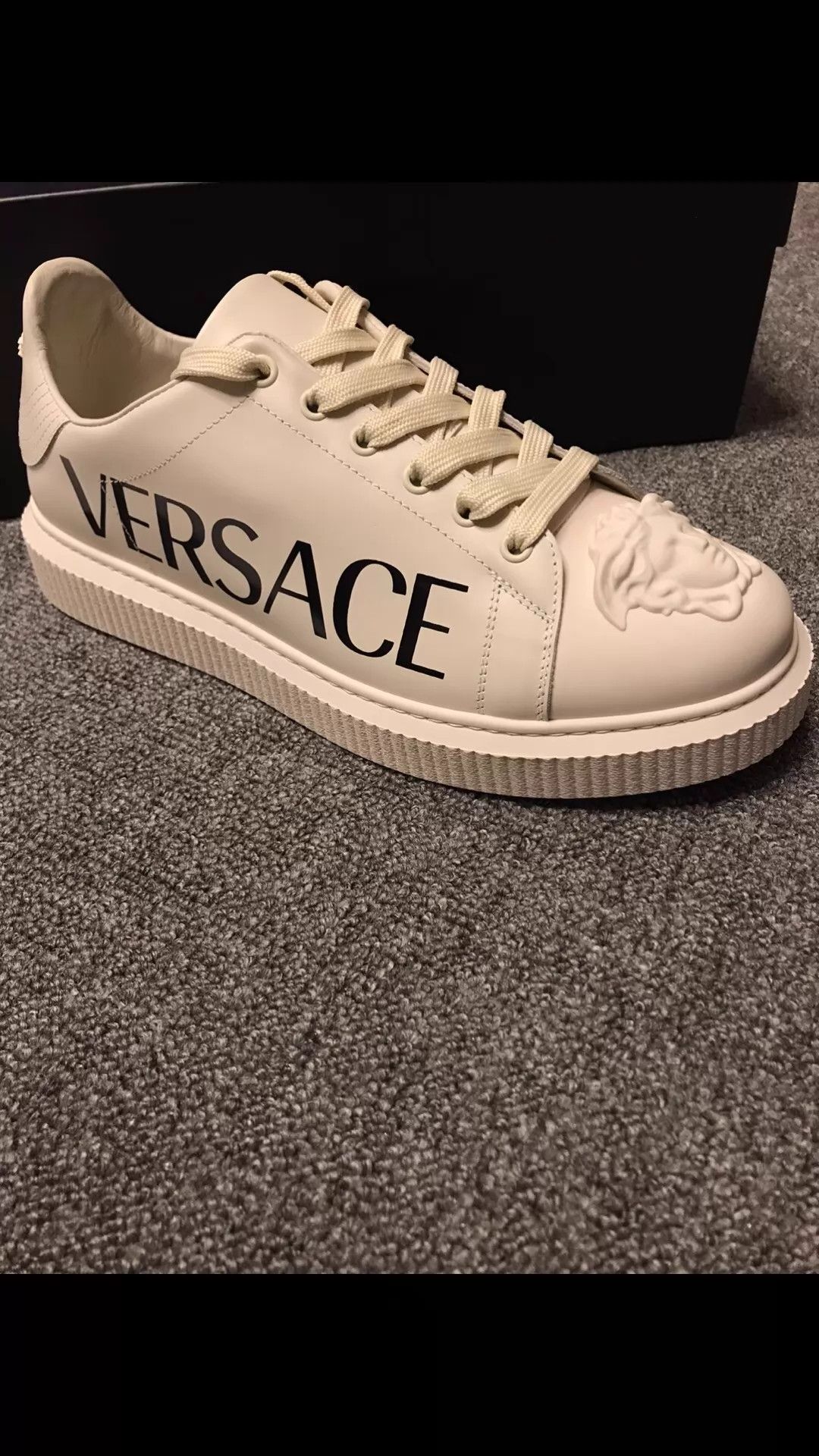 Versace VERSACE White Leather Platform 3D Medusa 42 O/S Size US 9 / EU 42 - 6 Thumbnail