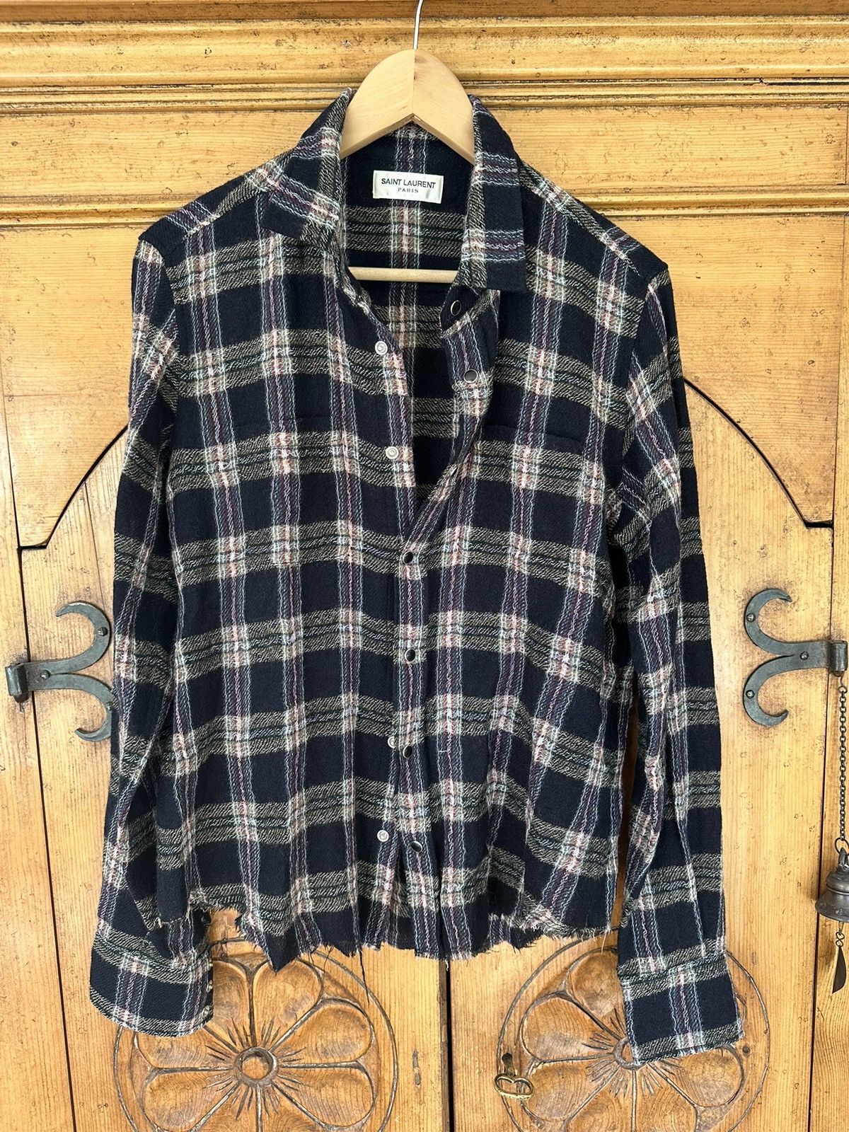 image of Saint Laurent Paris Saint Laurent Flannel in Blue, Men's (Size XS)