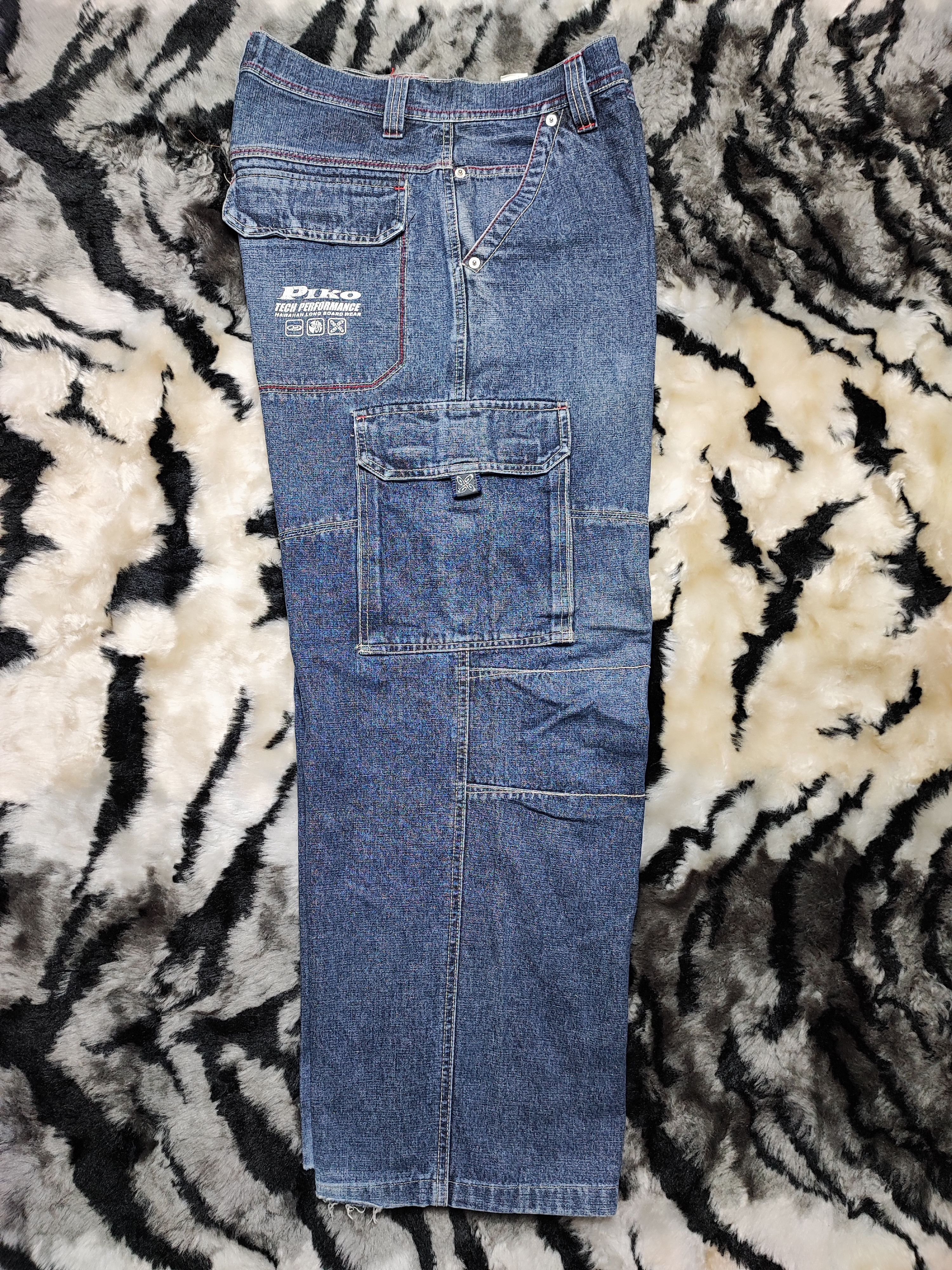 If Six Was Nine Piko Jeans Baggy Wide Leg Cargo Denim Size US 31 - 6 Thumbnail
