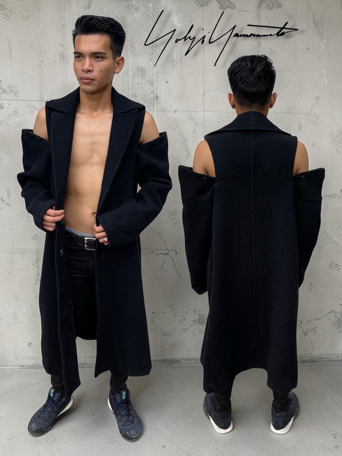 Yohji Yamamoto 🔥 A/W 2009 YOHJI YAMAMOTO WOOL OVER-COAT RARE DESIGN Size US M / EU 48-50 / 2 - 1 Thumbnail
