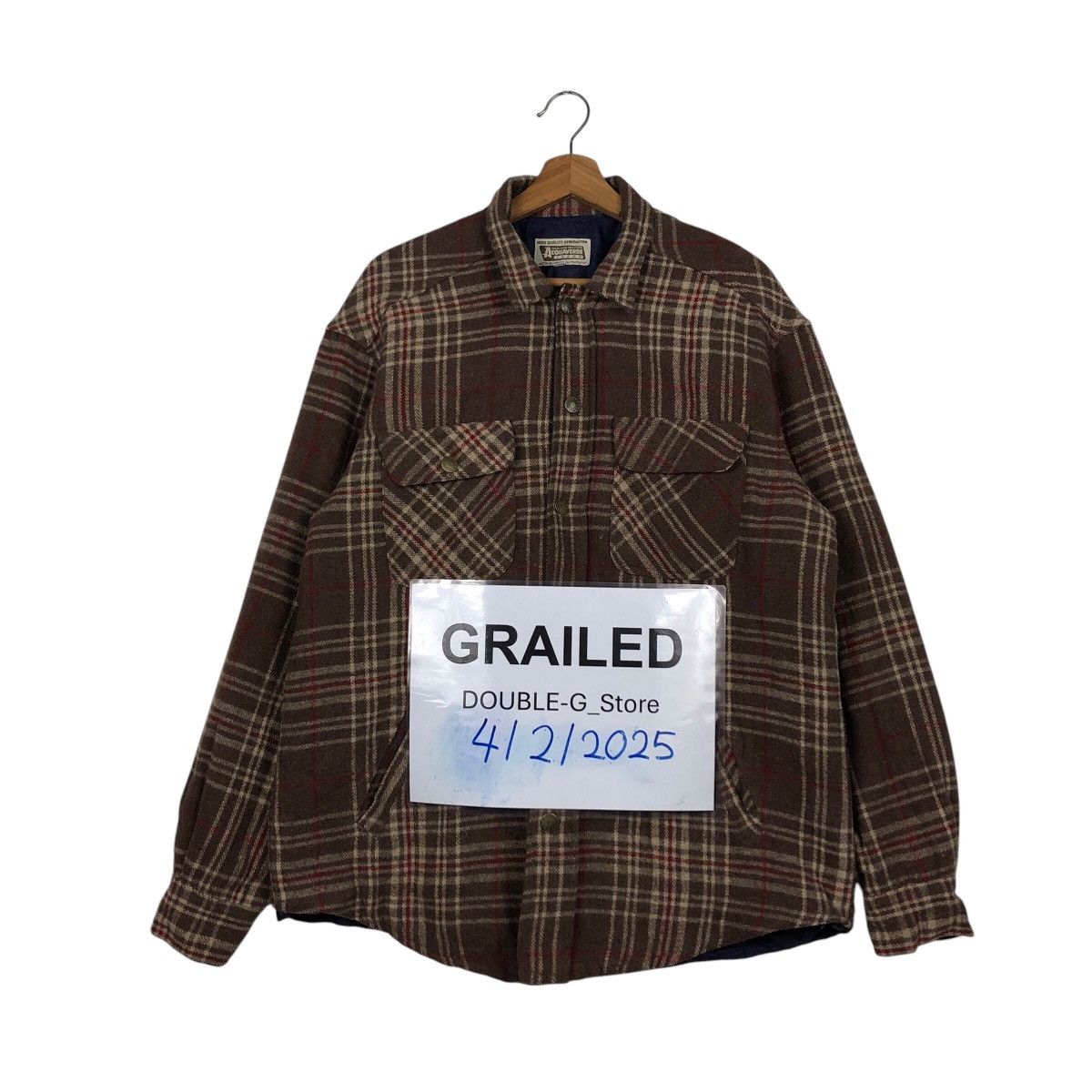 Japanese Brand × Vintage 📌Vintage Chore Worker Jacket Acquaverde Flannel Tartan Size US L / EU 52-54 / 3 - 1 Thumbnail