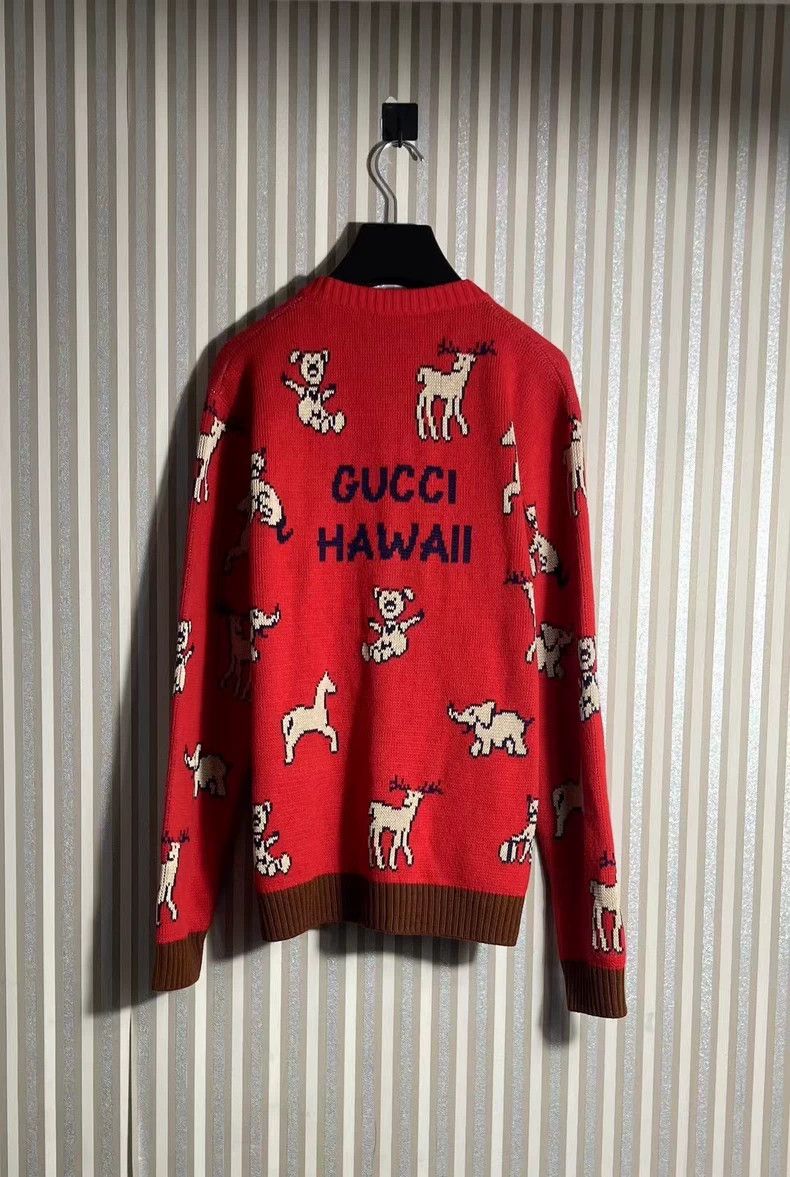Gucci Gucci Red wool zoo knitted cardigan coat Size M / US 6-8 / IT 42-44 - 2 Thumbnail