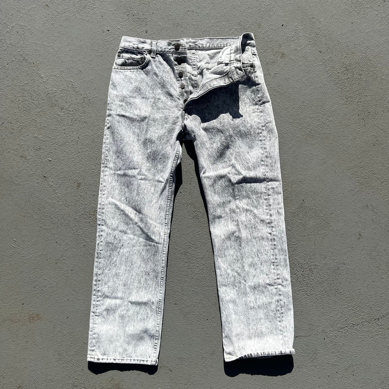 Image of Levis 80's Levi’S 501 Gray Acid Wash Button Fly Jeans 36X30 in Grey, Men's