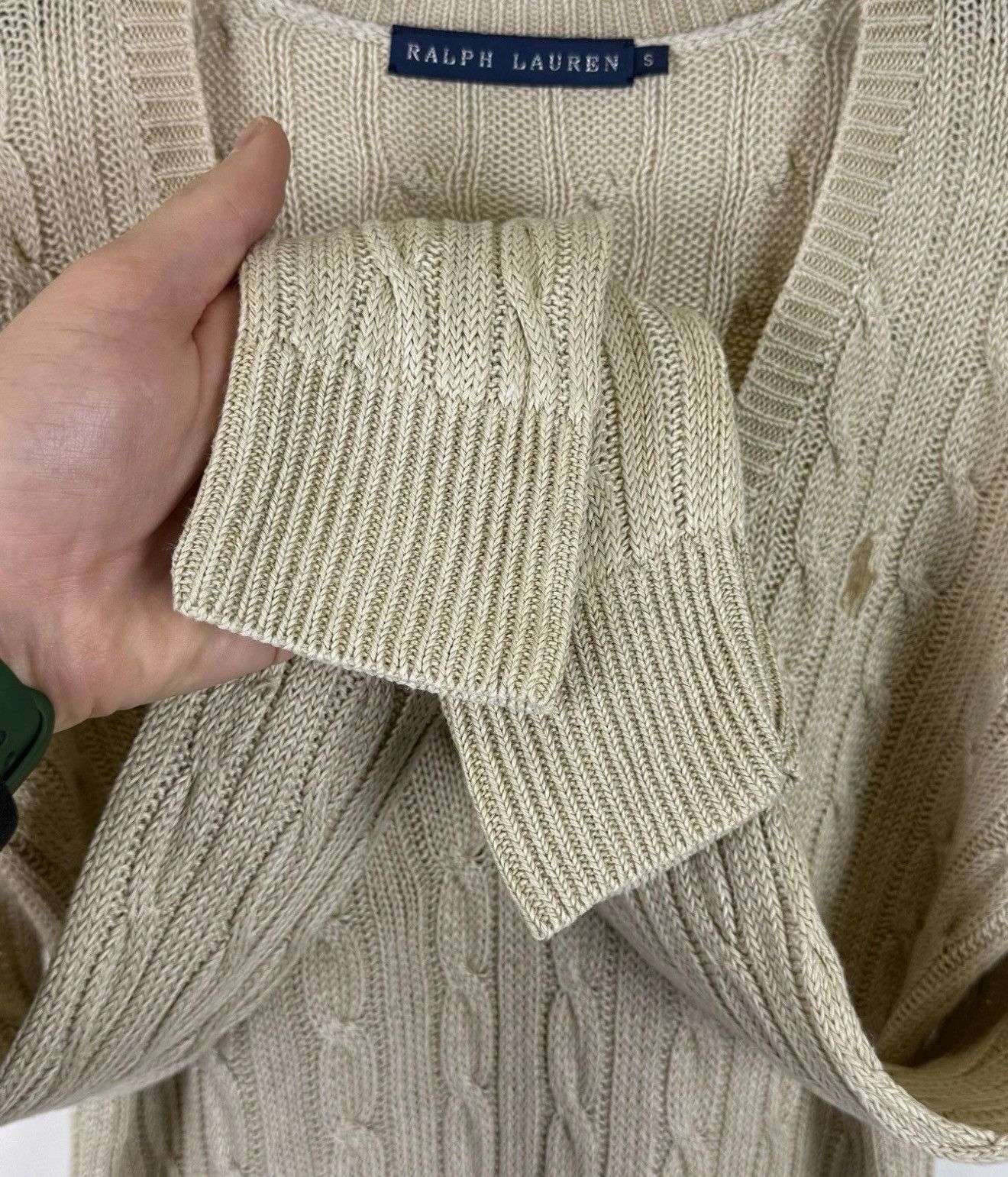 Ralph Lauren Ralph Lauren Linen Cable Knit V-neck Sweater Women’s Size S Size S / US 4 / IT 40 - 4 Thumbnail