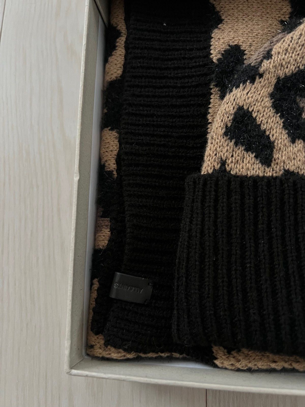 Allsaints AllSaints Knit Leopard Black Beanie Hat & Scarf Set in Box Size ONE SIZE - 3 Thumbnail