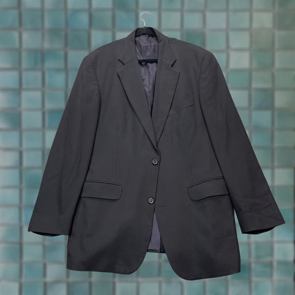Lands' End VTG Lands End Blazer Mens 44L Black Wool Notch Lapel Long Single-Breasted 2-Button Chest 46in Dry Clean Only Vintage Wool Blazer Coat Size 44R - 1 Thumbnail