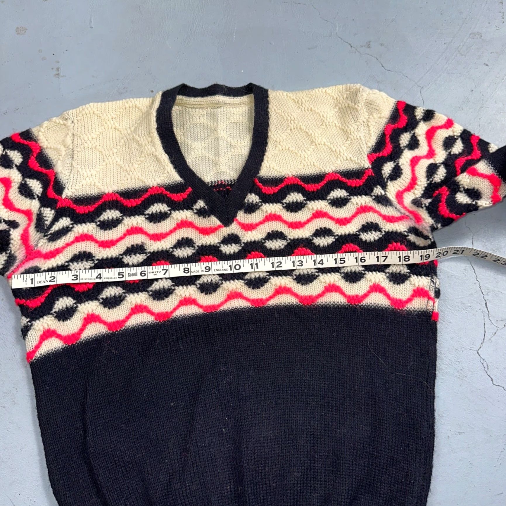Vintage Vintage 60s 50s Pink Navy Wool Cardigan Sweater Hippie Grandma Core Rockabilly Size US M / EU 48-50 / 2 - 7 Thumbnail