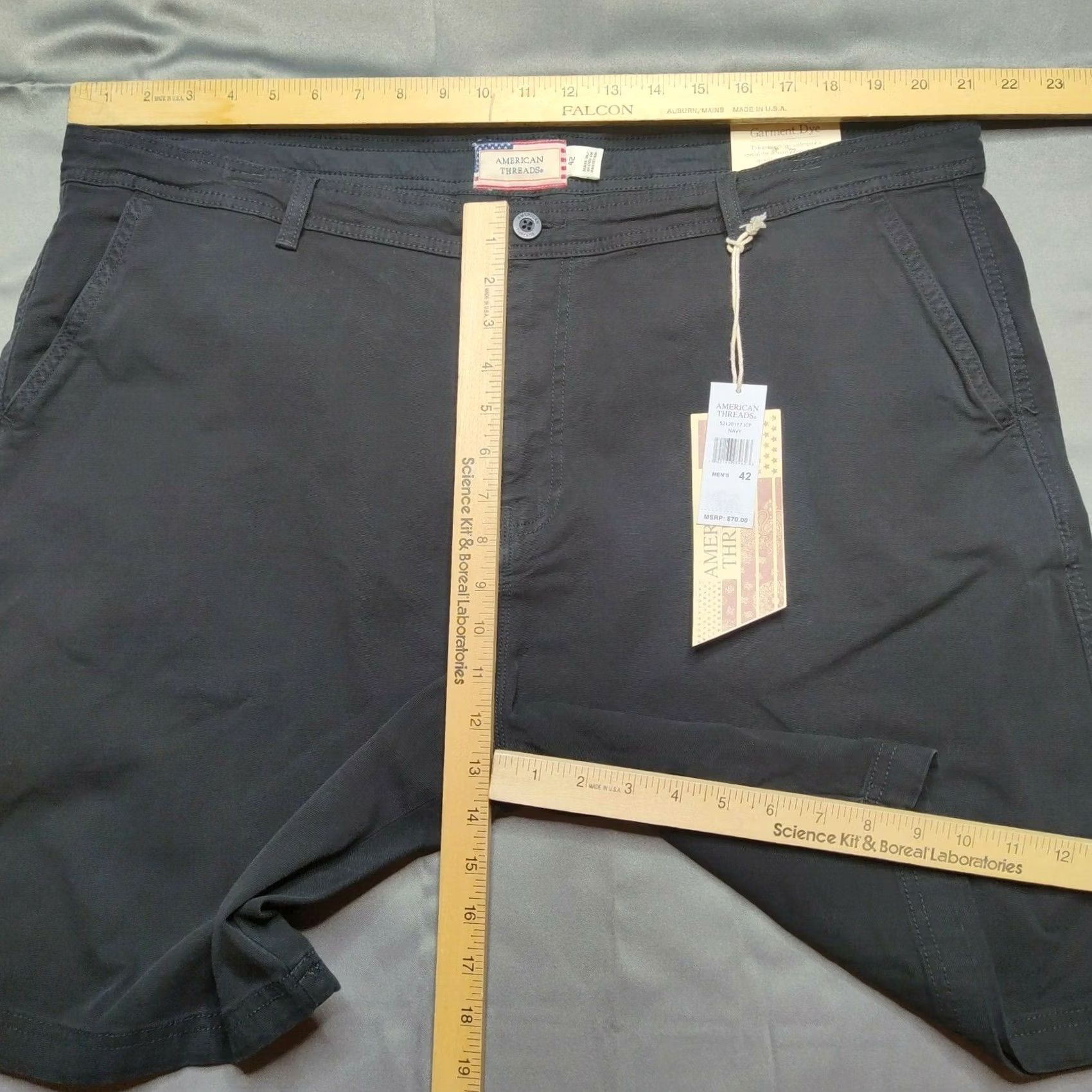 Vintage American Threads Men 42 Black Garment Dye Cotton Stretch 9" Shorts NEW Size US 42 / EU 58 - 5 Thumbnail