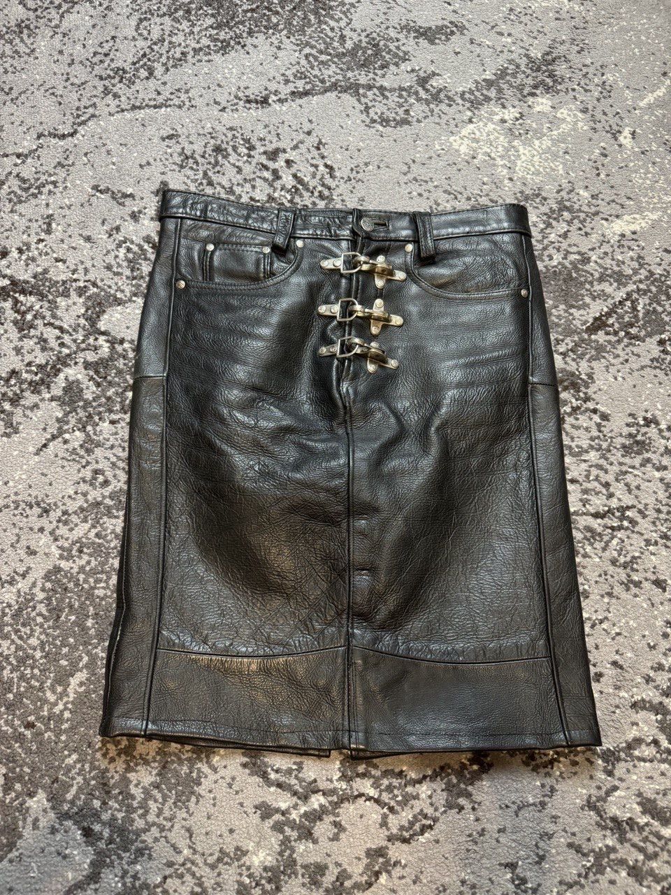 Vintage Y2K BDSM leather Dakota Opium Motorcycle Skirt Cust
