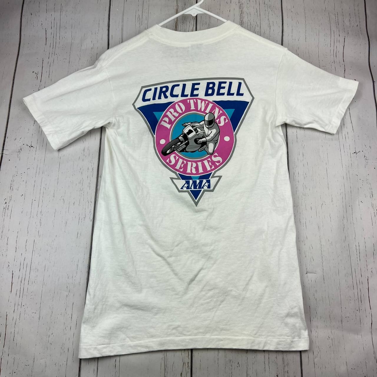 Vintage Circle Bell Pro Twins Series Large RP T-Shirt Men White Size US L / EU 52-54 / 3 - 2 Thumbnail