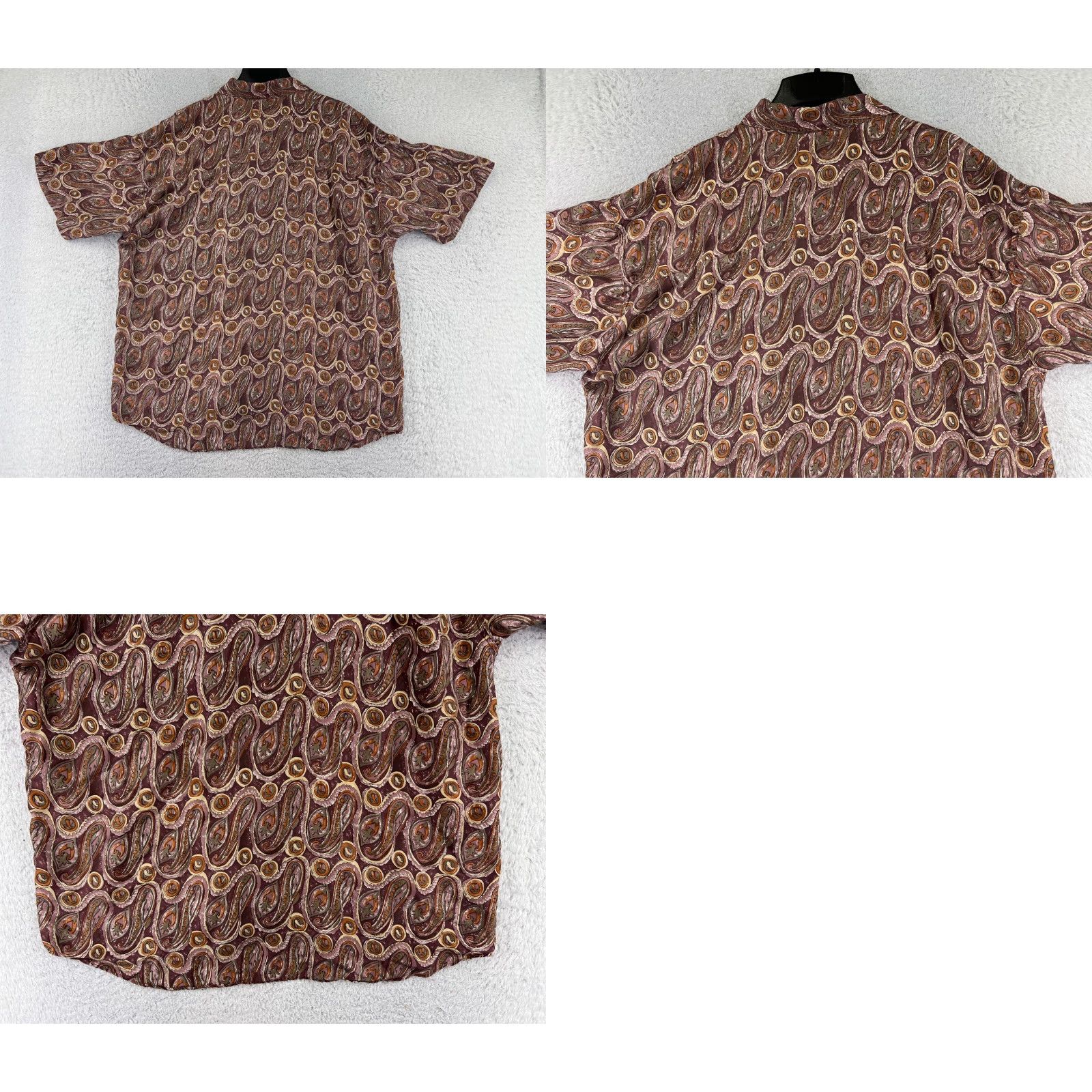 Vintage VINTAGE Cambridge Classics Shirt Men L Red Silk Paisley Button-Up All Seasons Short Sleeve Beach Hawaiian Vacation 40 in Chest Mens Size US L / EU 52-54 / 3 - 9 Thumbnail