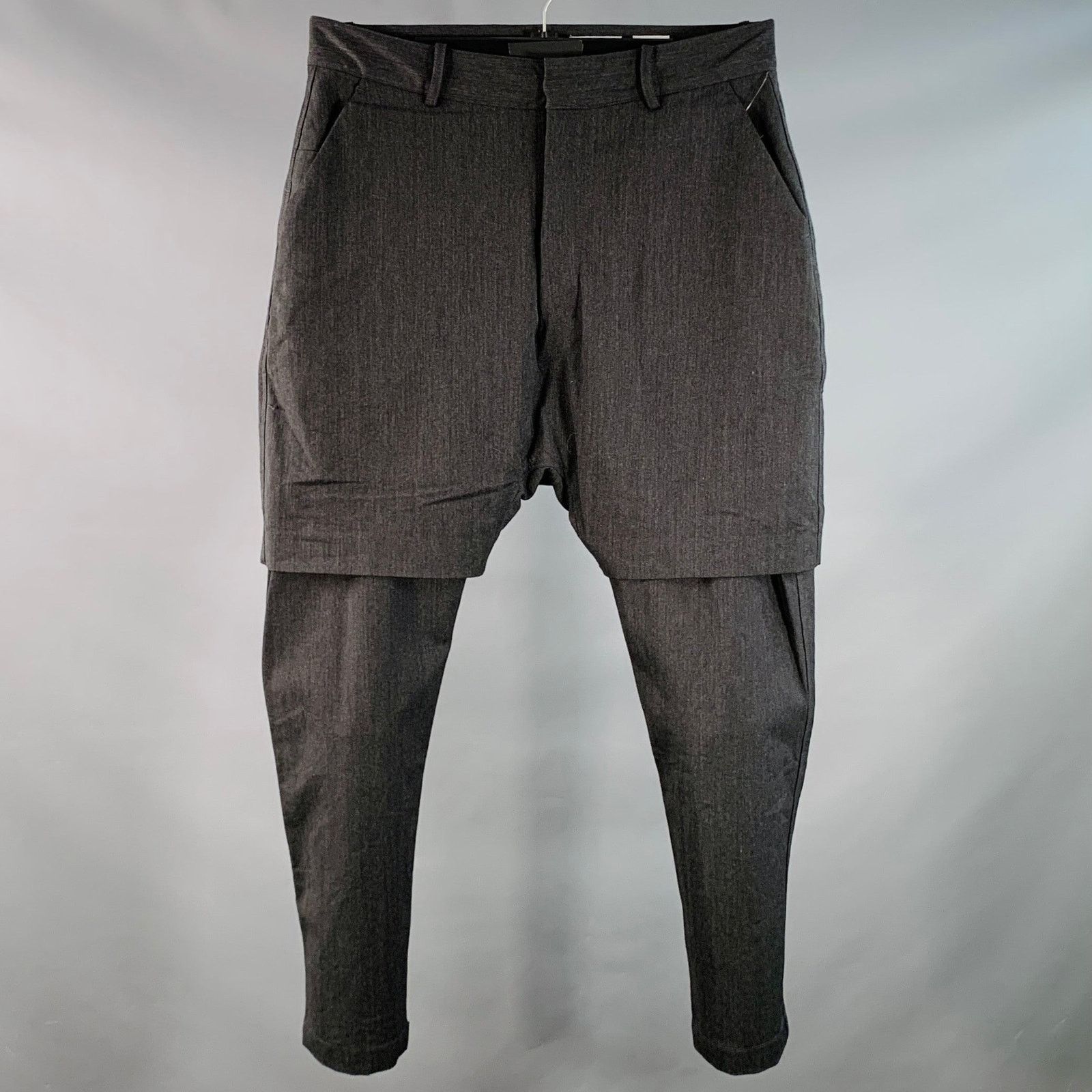 Chapter CH Charcoal Grey Wool Twill Layered Button Fly Casual Pants Size US 32 / EU 48 - 1 Thumbnail