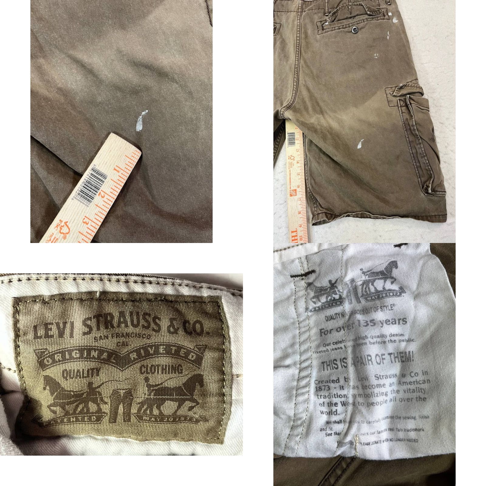 Levi's VINTAGE Levi's Cargo Shorts Men 36x10 Brown Canvas Distressed Grunge Cargo Pockets Workwear Casual Regular Mens Badges Size US 36 / EU 52 - 9 Thumbnail