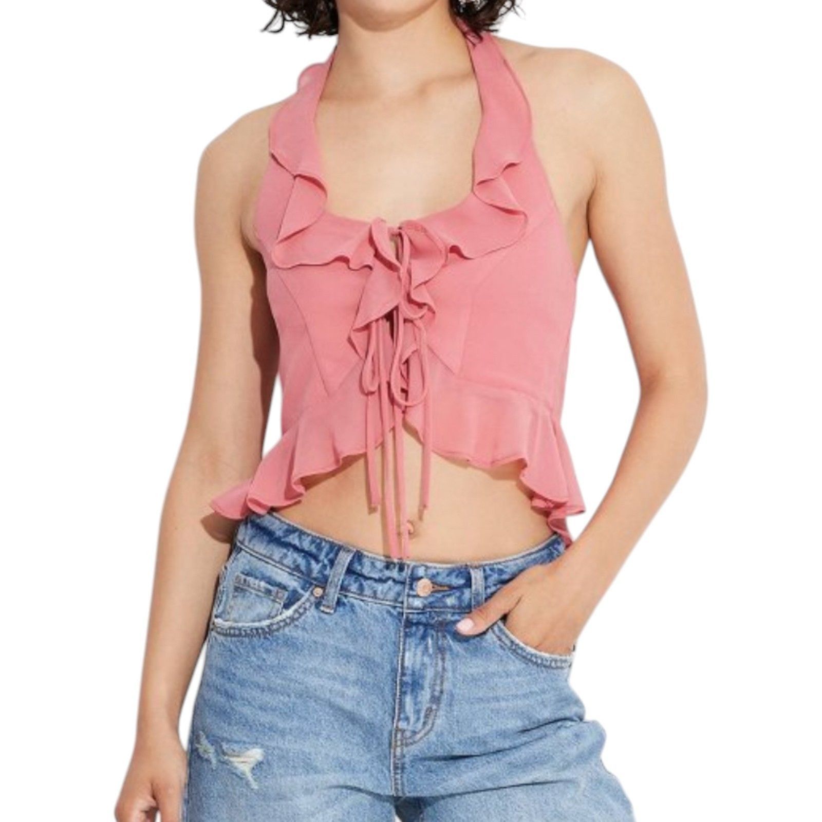 Other Wild Fable - Women's Ruffle Chiffon Flyaway Halter Top - Sal Size M / US 6-8 / IT 42-44 - 1 Thumbnail
