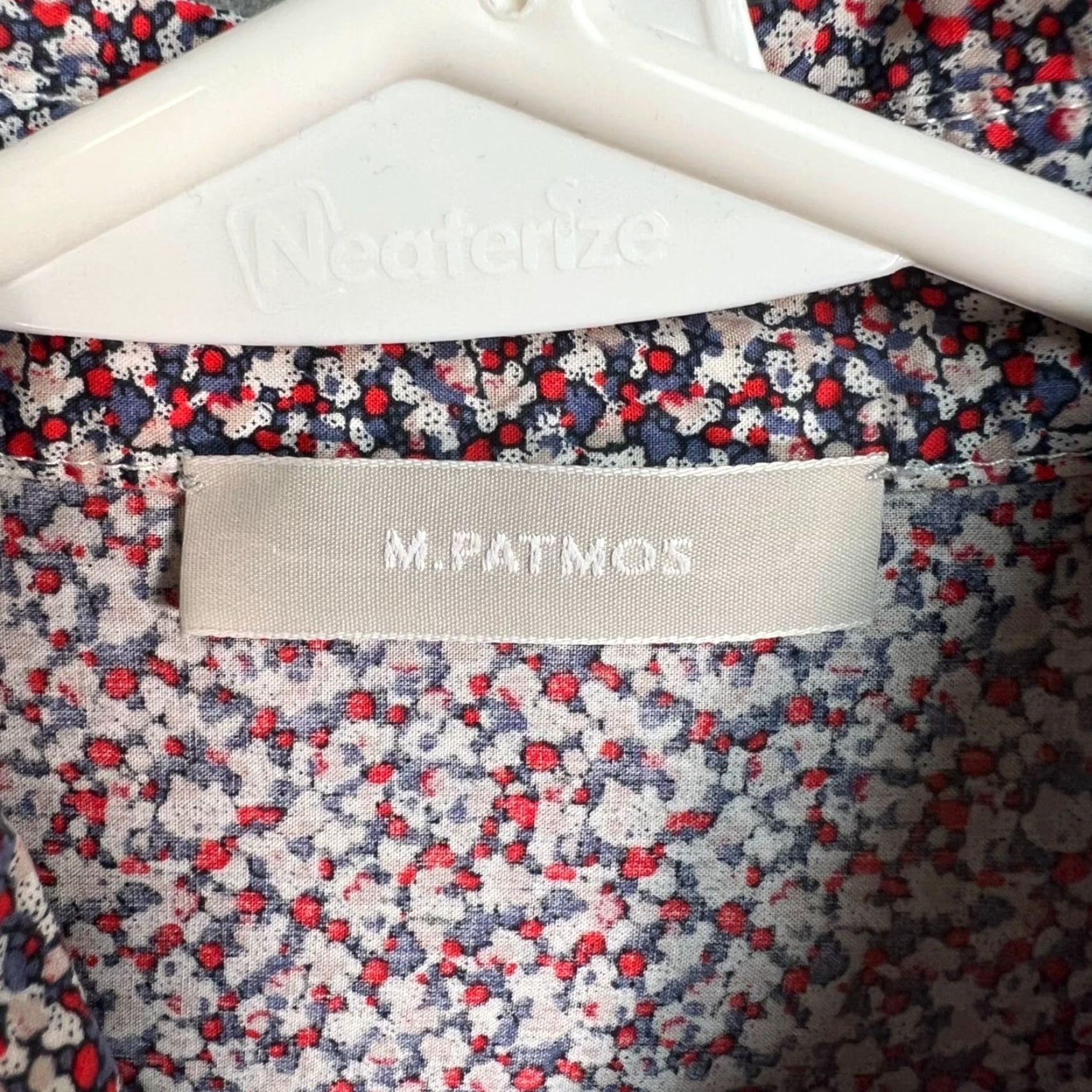 Vintage VINTAGE M.Patmos Womens Floral Button-Down Shirt XS Red White Blue Cotton Shirt Womens XS Size XS / US 0-2 / IT 36-38 - 3 Thumbnail