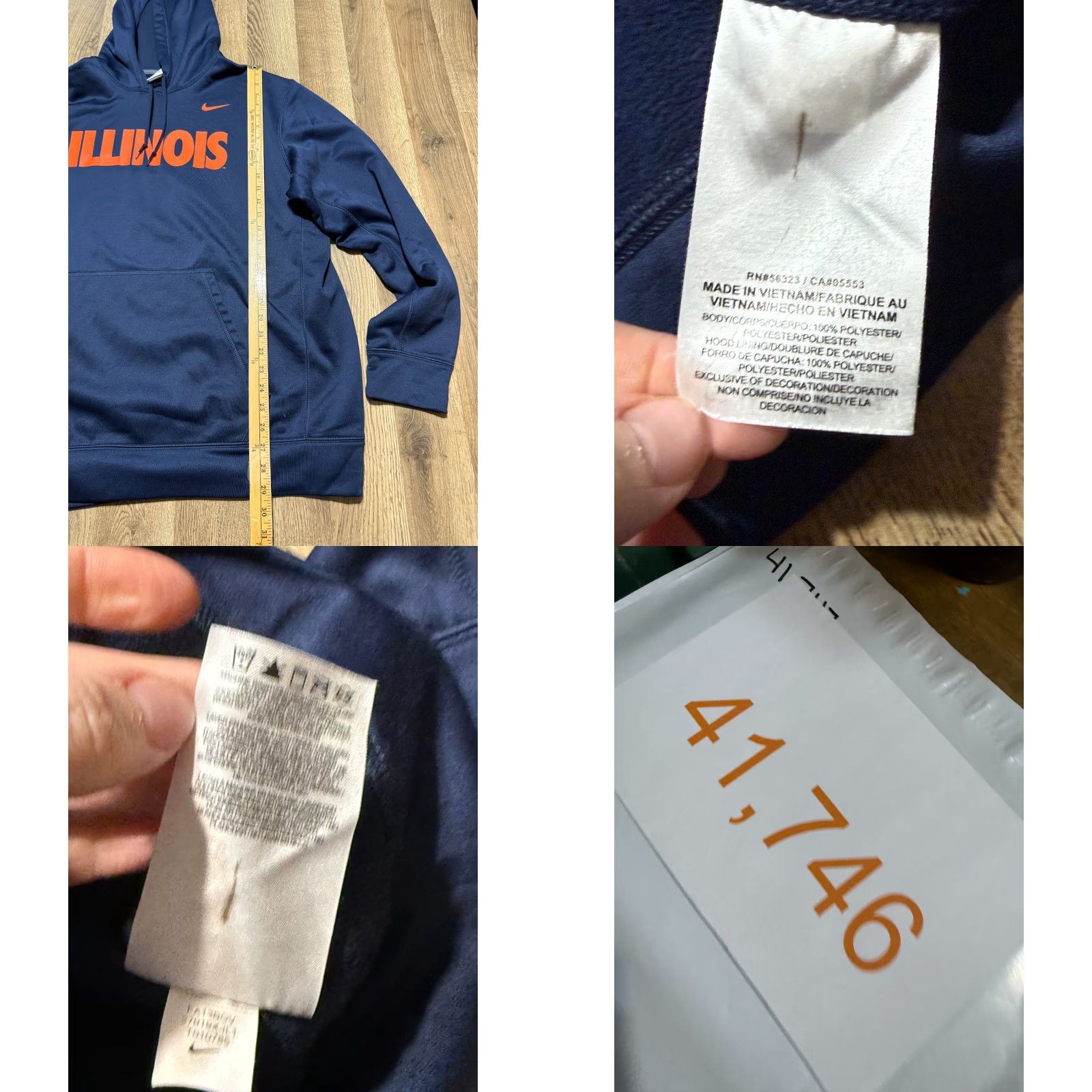 Nike Nike Sweatshirt Men XL Blue Orange Pullover Drawstring Illinois Crew Neck Long Sleeve Logo Solid Regular Vintage No Size US XL / EU 56 / 4 - 8 Thumbnail