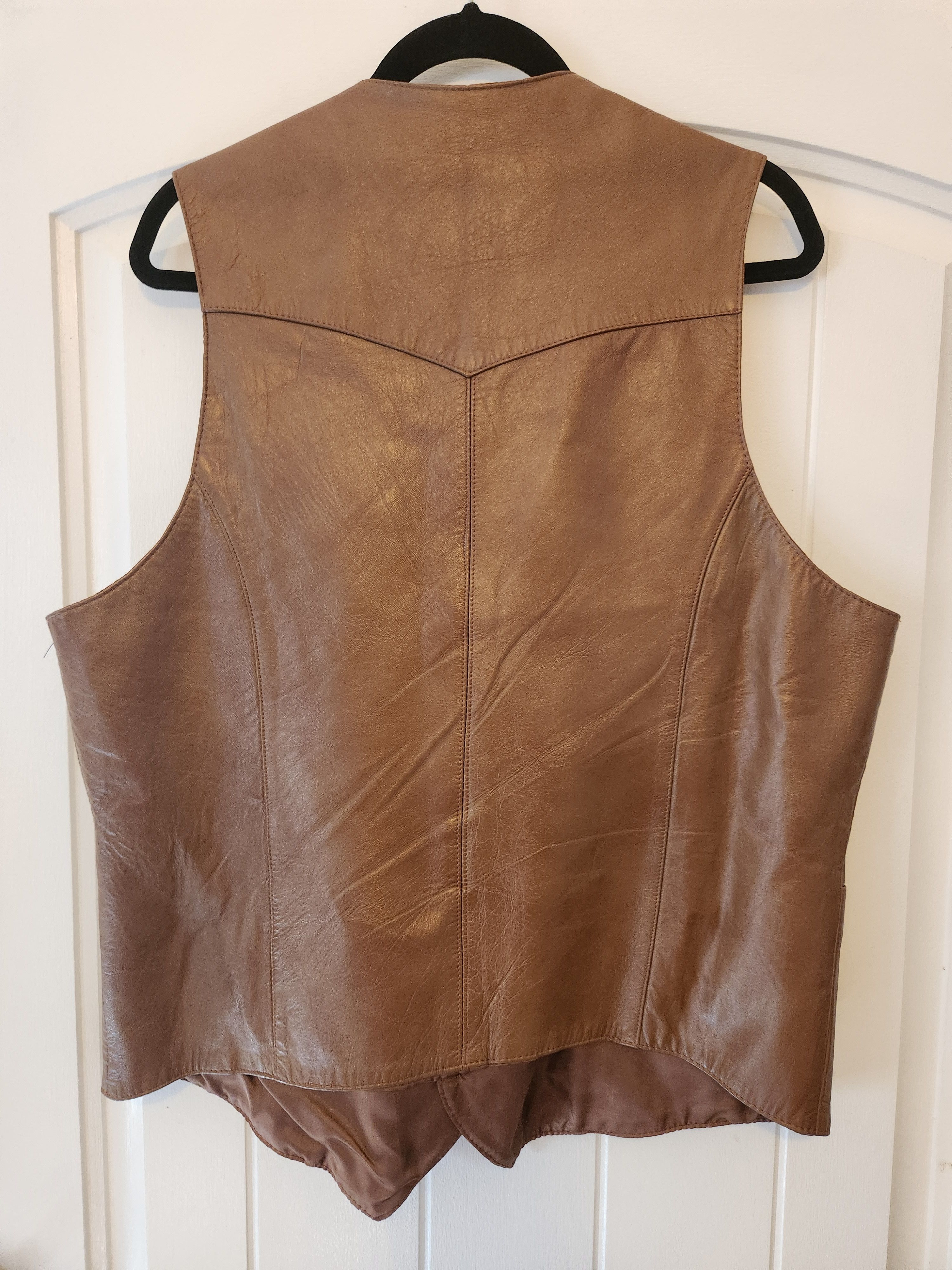 Other Vintage Silton Men's Brown 100% Leather Western Style Vest Size US L / EU 52-54 / 3 - 2 Thumbnail