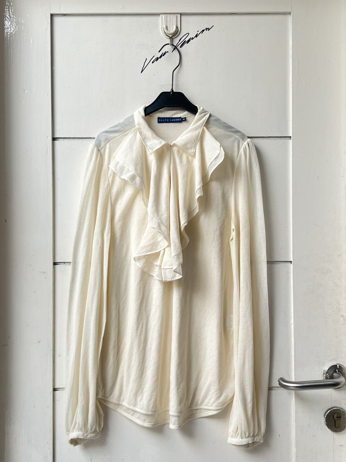 Ralph Lauren RALPH LAURENT Cream Shawl Tie Shirt Size US XS / EU 42 / 0 - 9 Thumbnail