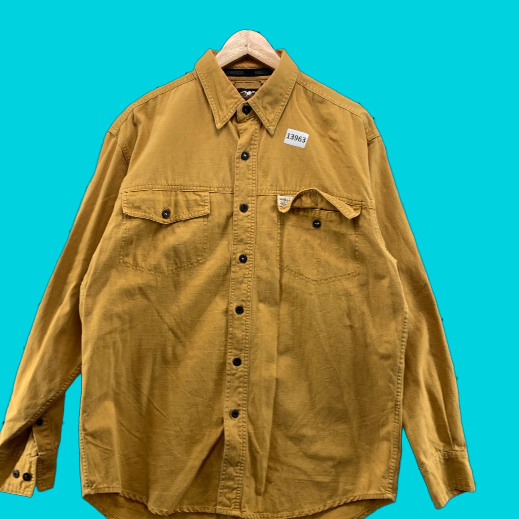 Harley Davidson VINTAGE Harley-Davidson Shirt Brown Tan Button Down Back Spellout Size Medium Size US M / EU 48-50 / 2 - 1 Thumbnail