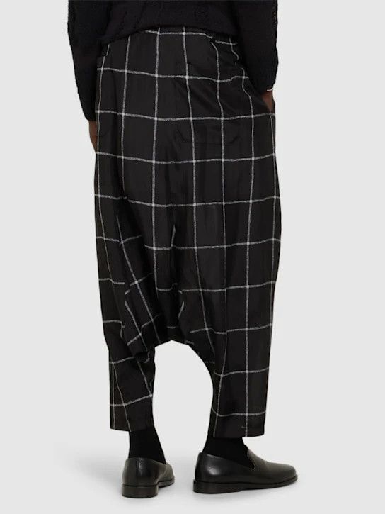 Yohji Yamamoto o1lsvrm0525 Plaid Silk Pants in Black Size US 34 / EU 50 - 3 Thumbnail