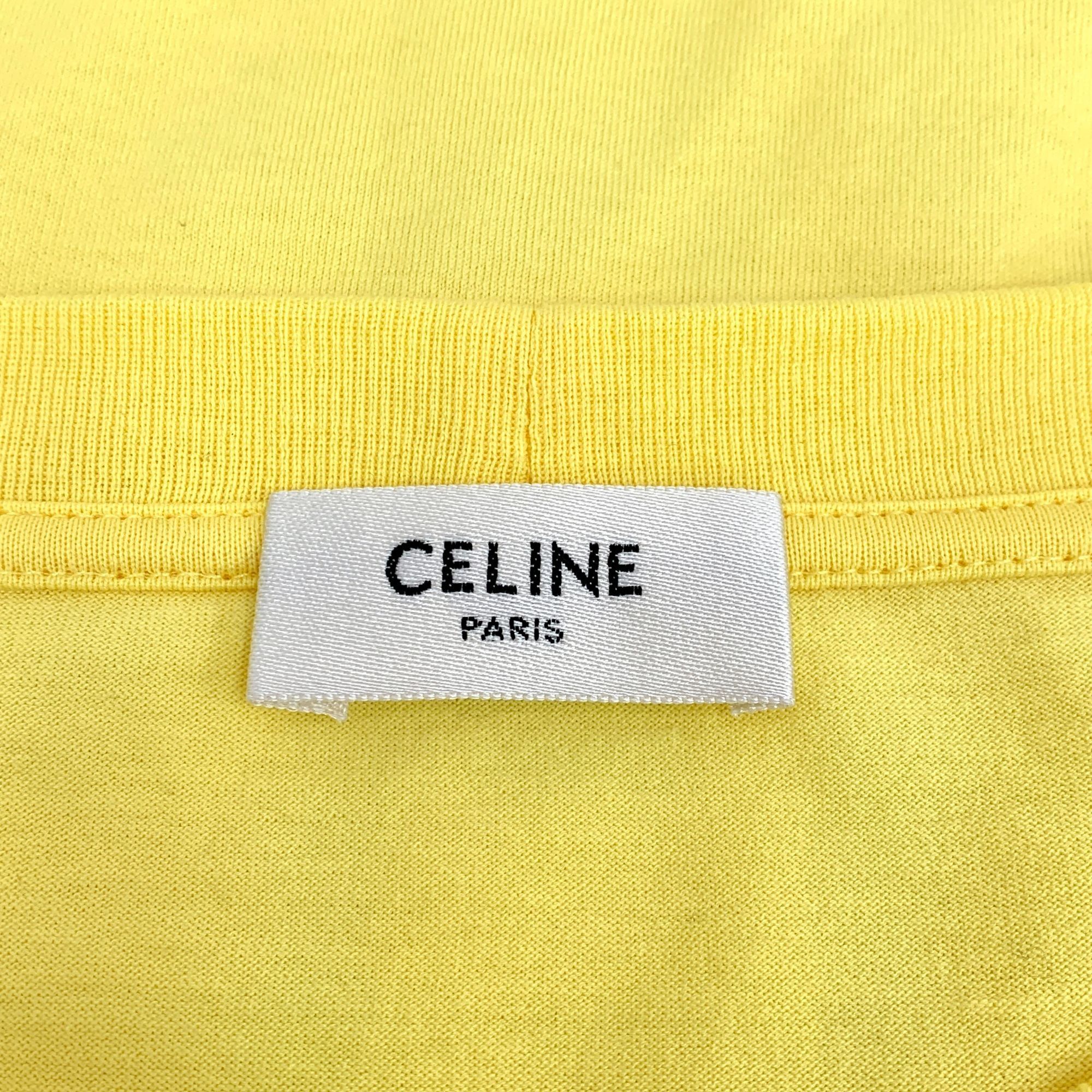 Celine Celine Yellow Cotton Letter Print Round-Neck Short-Sleeve T- Size XS / US 0-2 / IT 36-38 - 2 Thumbnail