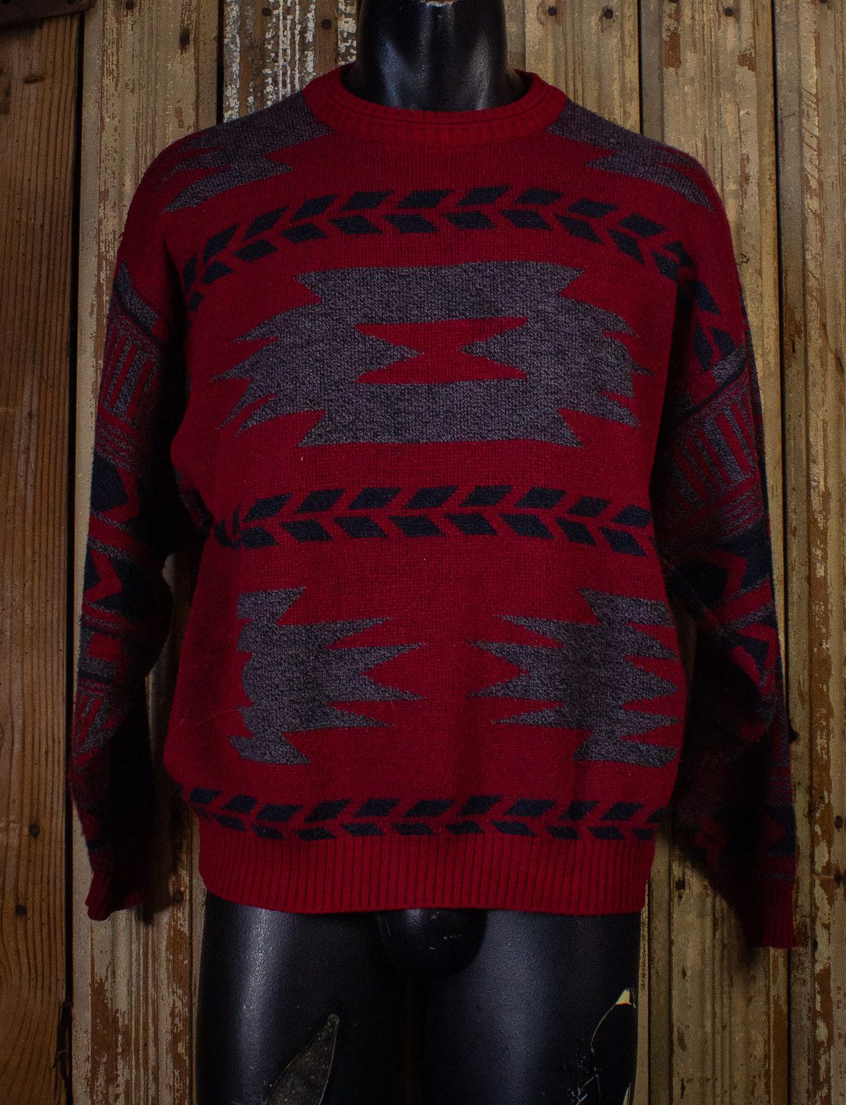 Vintage Vintage Daniel Axel Aztec Print Knit Sweater 80s Red Large Size US L / EU 52-54 / 3 - 1 Preview