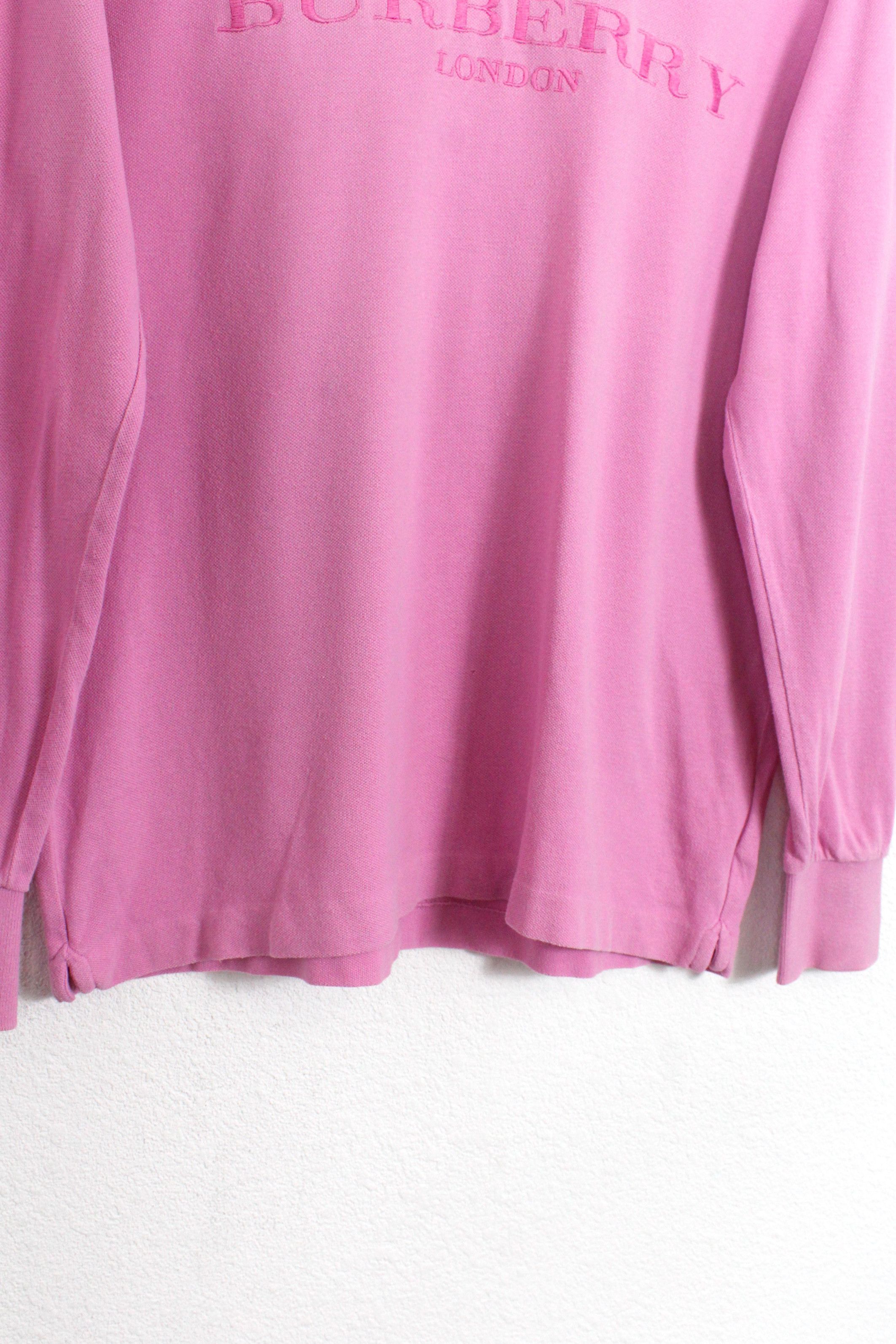 Burberry Vintage Burberry London Logo Pink Rugby Polo Shirt 90s Size US M / EU 48-50 / 2 - 5 Thumbnail