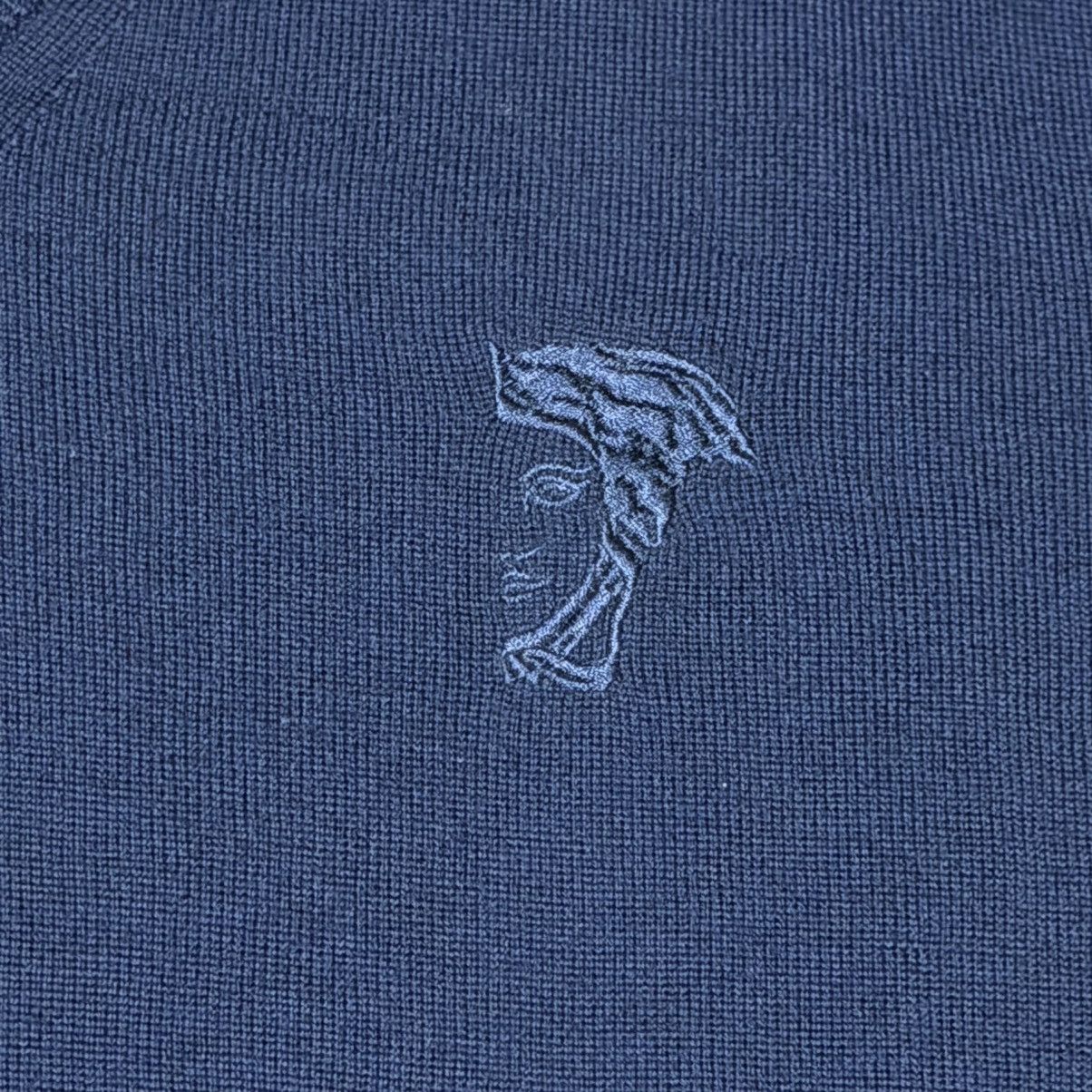 Versace Versace Collection Wool V Neck Sweater Navy Medusa Logo Size Size US L / EU 52-54 / 3 - 3 Thumbnail